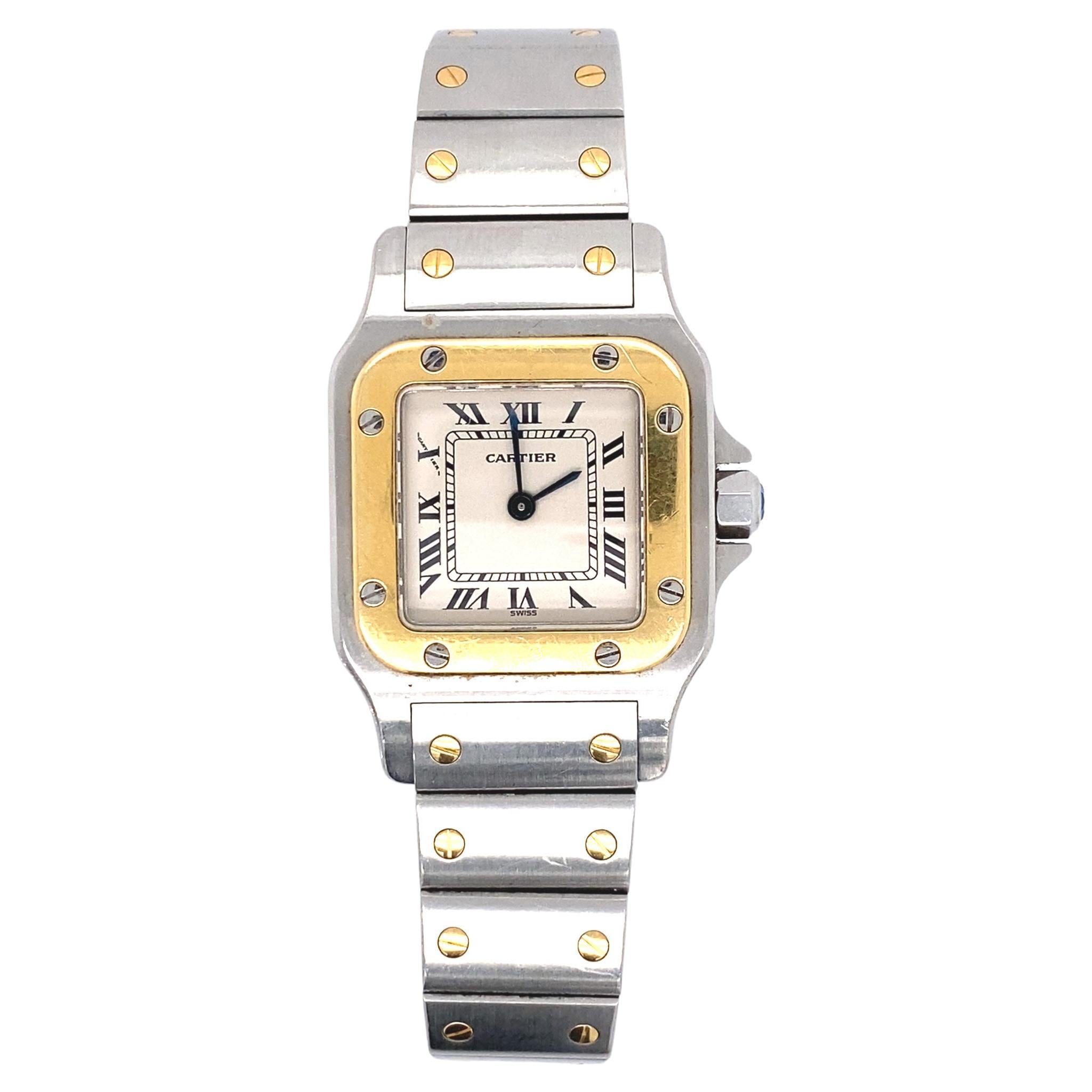Cartier Stainless Steel and 18k Gold 'Santos' Wristwatch