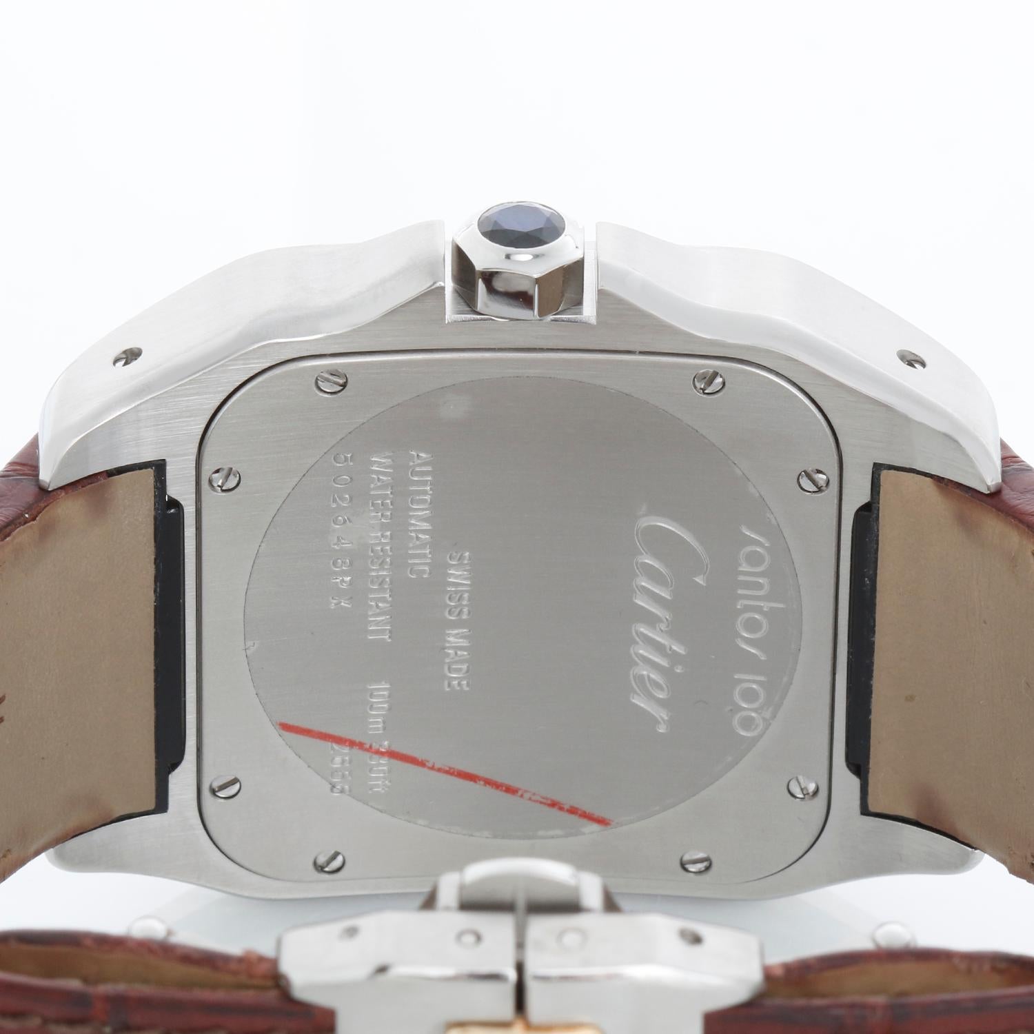 Reloj Cartier Santos 100 de acero y oro amarillo de 18 quilates para hombre W20072X7 2656 en Excelente estado para la venta en Dallas, TX