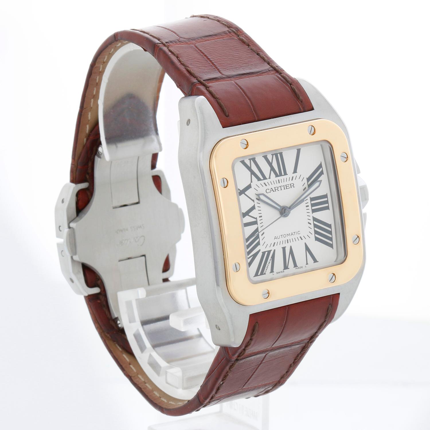 Reloj Cartier Santos 100 de acero y oro amarillo de 18 quilates para hombre W20072X7 2656 en venta 1