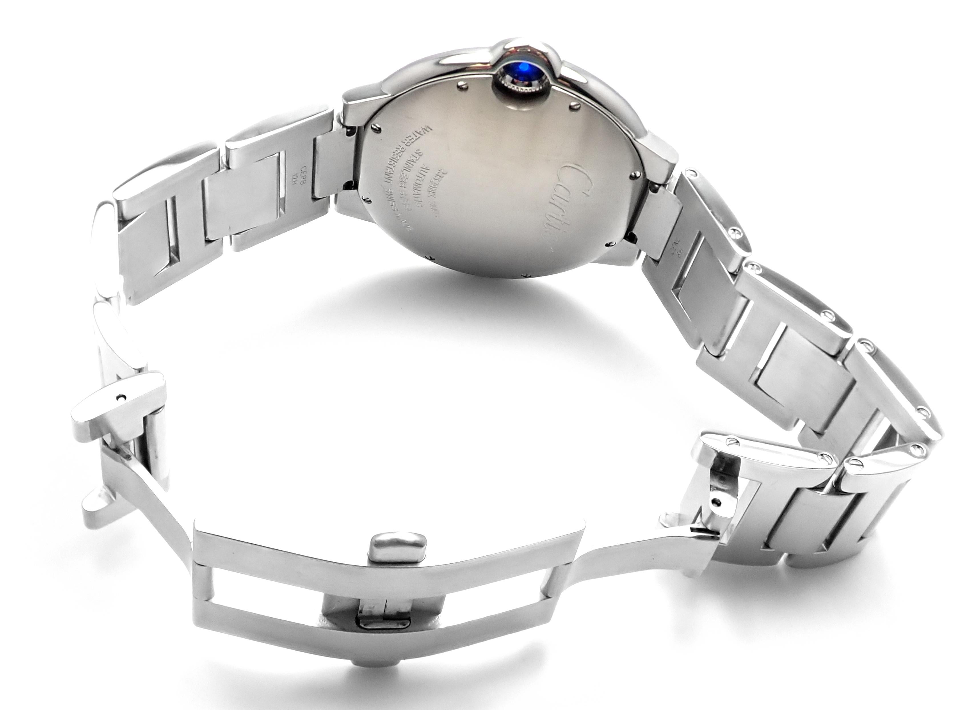 Cartier Stainless Steel Ballon Bleu Automatic Wristwatch Reference W69012Z4 3