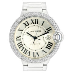 Cartier Stainless Steel Ballon Bleu with Custom Set Diamond Bezel