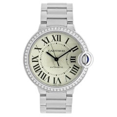 Cartier Stainless Steel Ballon Bleu With Diamond Bezel