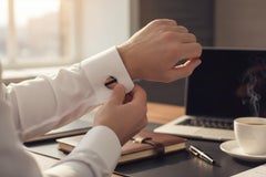 Cartier Stainless Steel & Black Onyx Cufflinks with Original Cartier Box