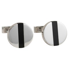 Cartier Stainless Steel & Black Onyx Cufflinks with Original Cartier Box