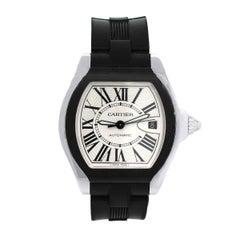 Cartier Stainless Steel Black Rubber Roadster Automatic Wristwatch Ref 3312  