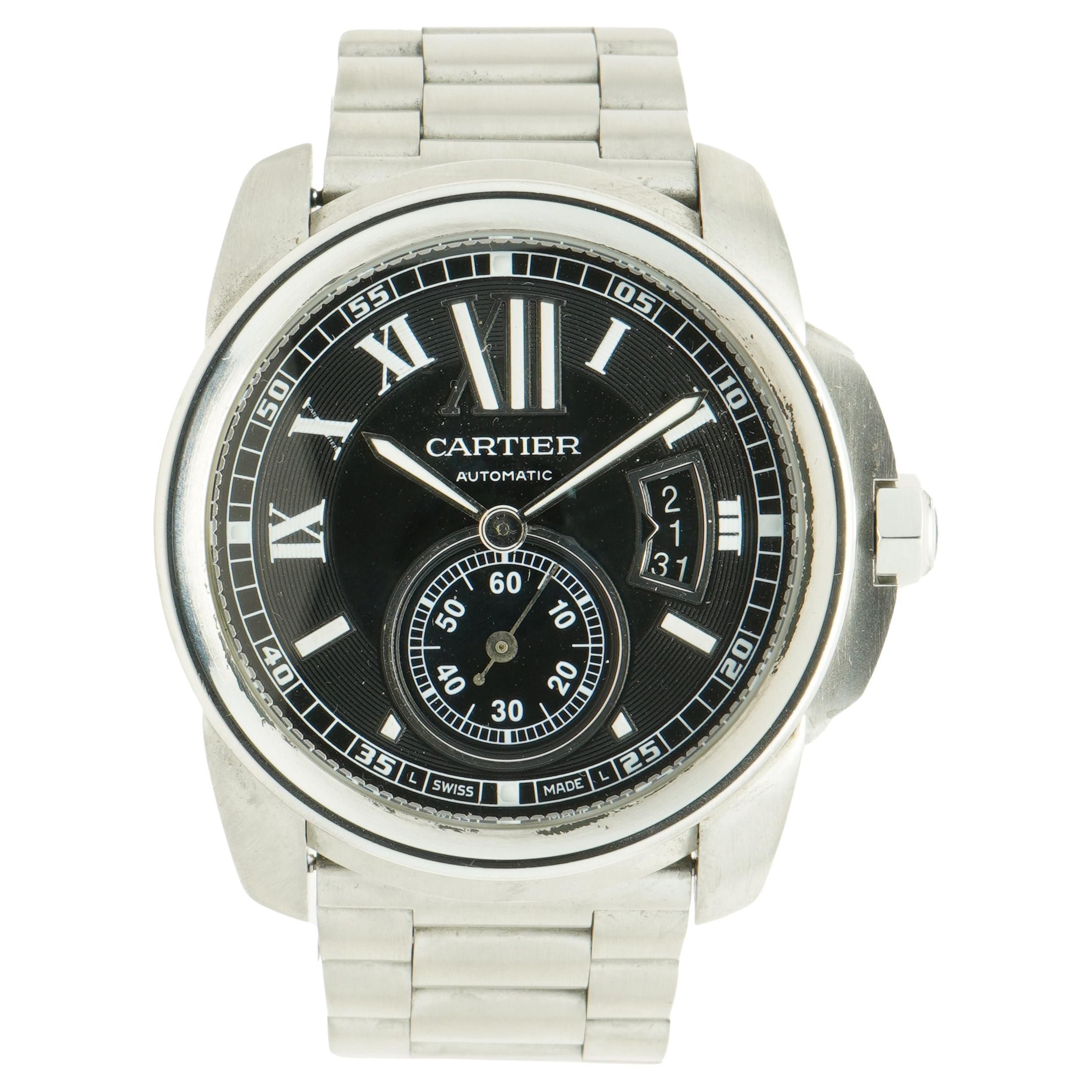 Cartier Stainless Steel Calibre De Cartier For Sale