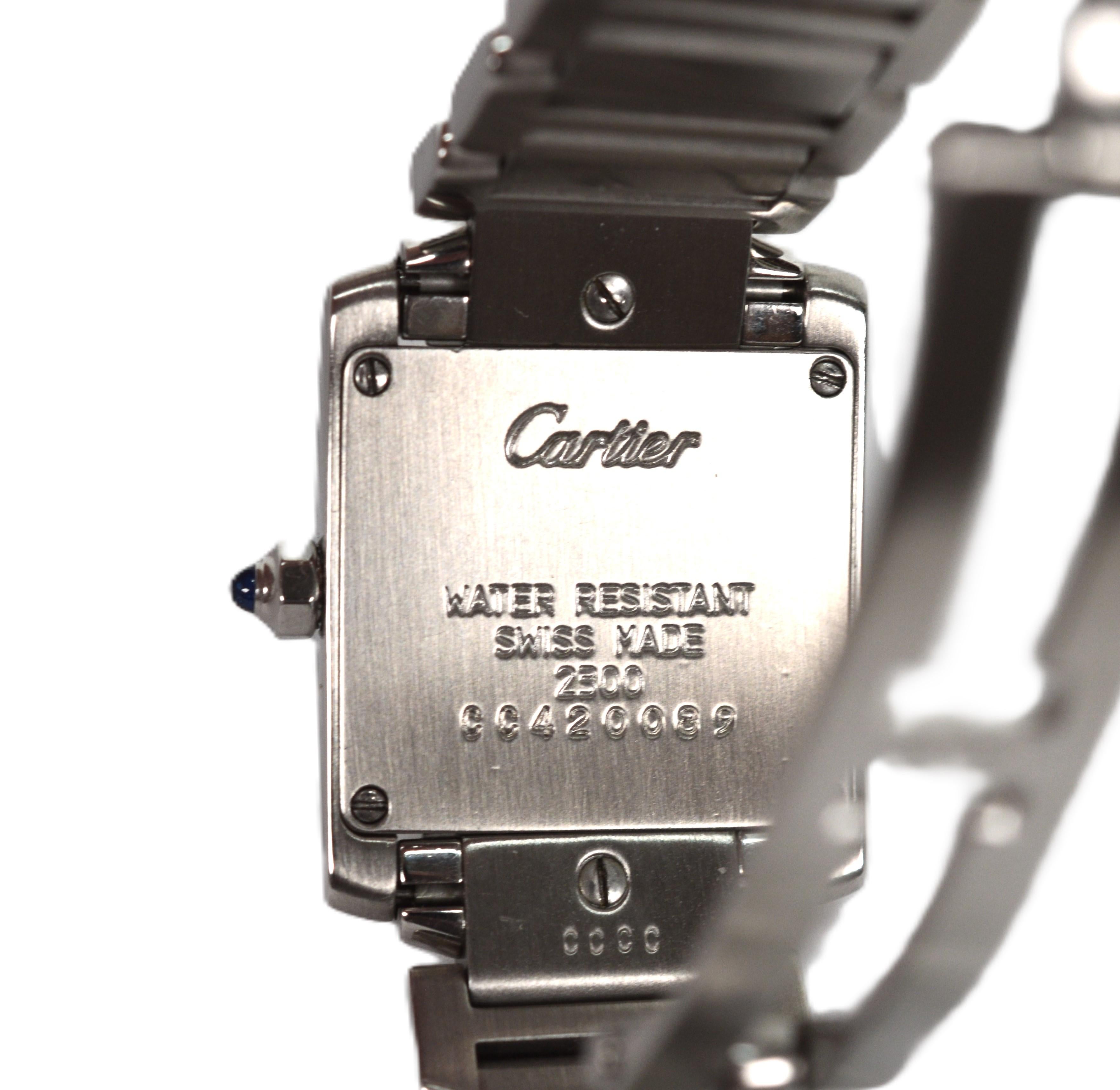 Cartier Stainless Steel Classic Tank Francaise Wrist Watch 2300 In Good Condition In Mount Kisco, NY