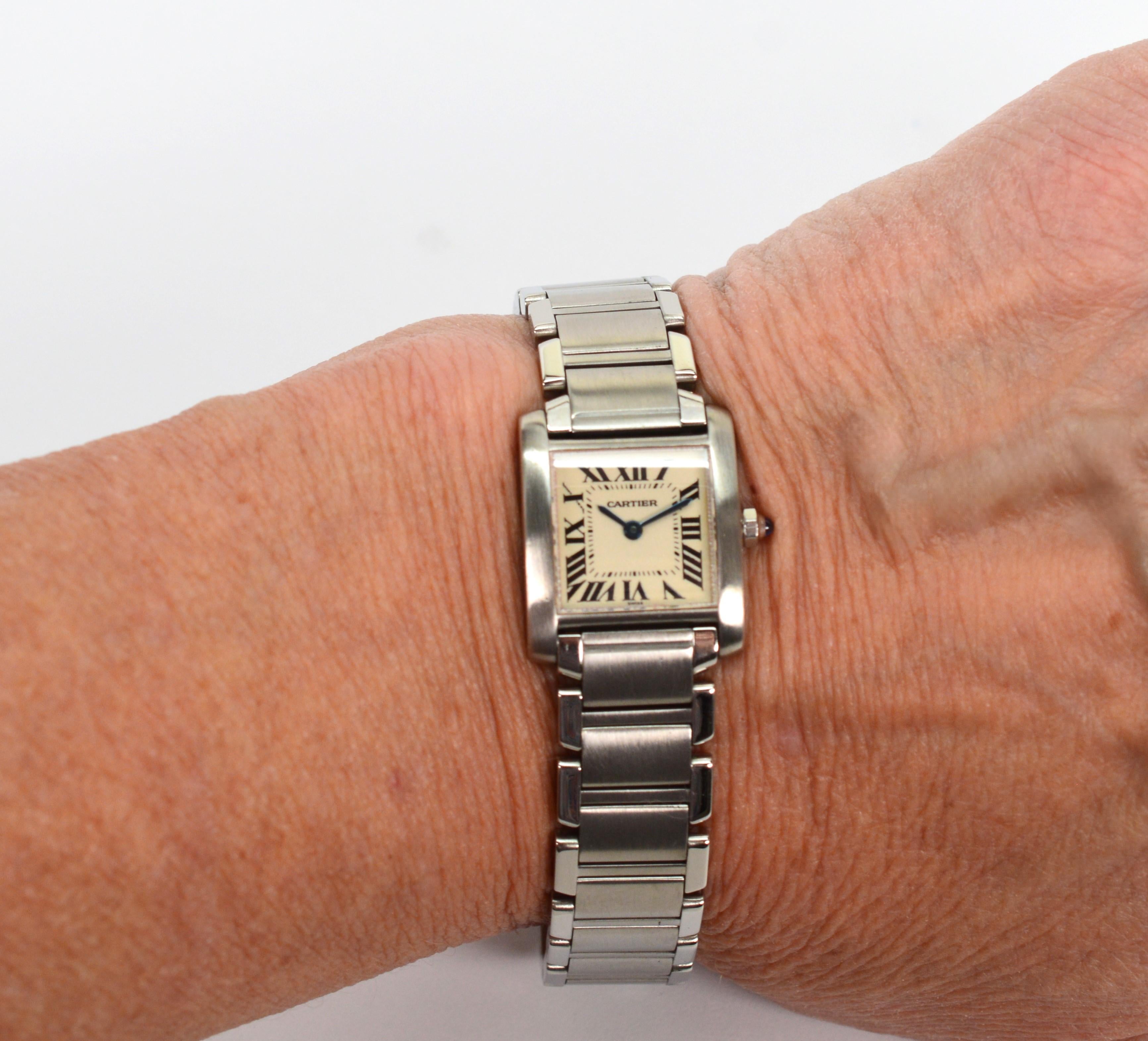 Women's or Men's Cartier Stainless Steel Classic Tank Francaise Wrist Watch 2300