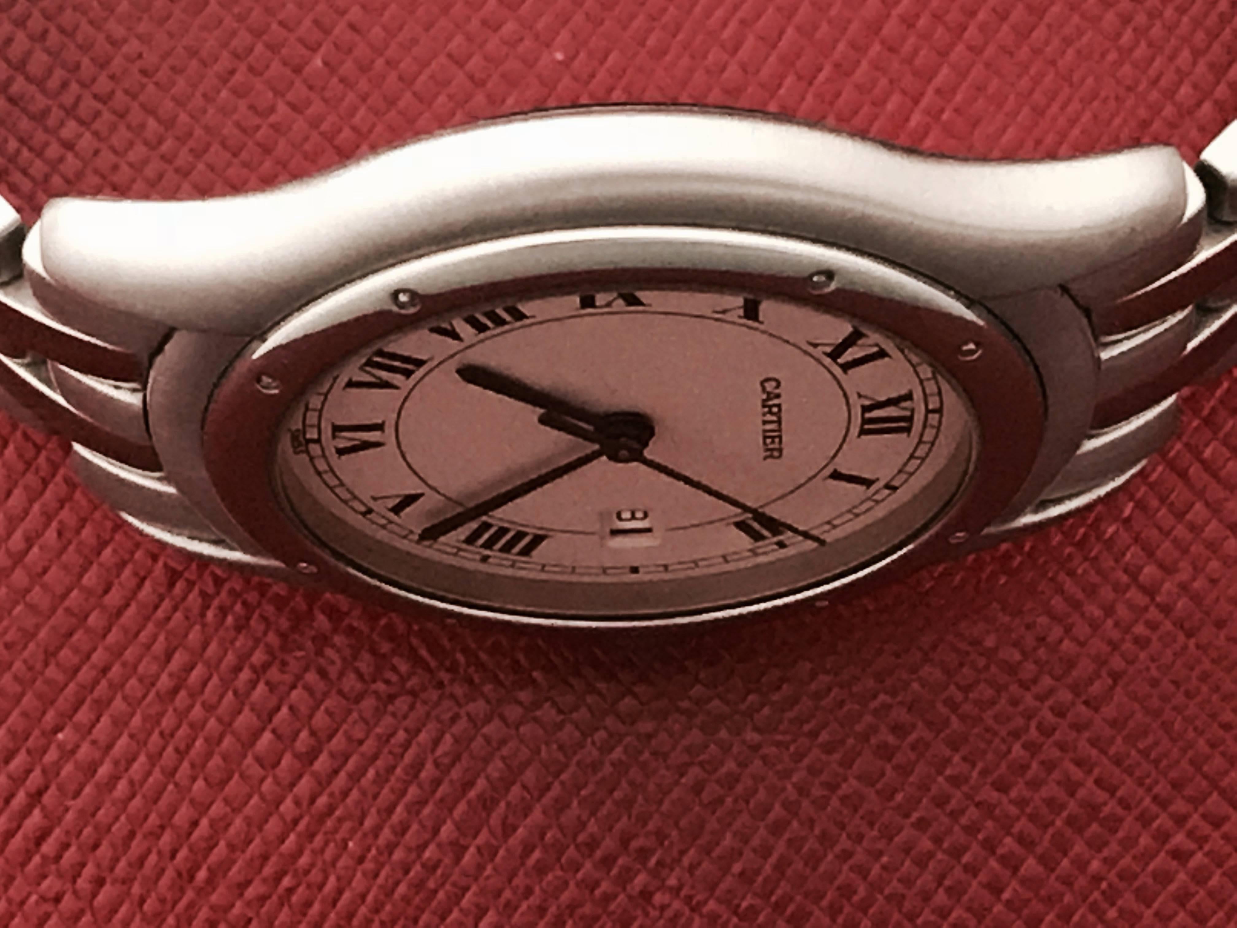 Women's or Men's Cartier Stainless Steel Cougar Midsize Quartz Wristwatch For Sale