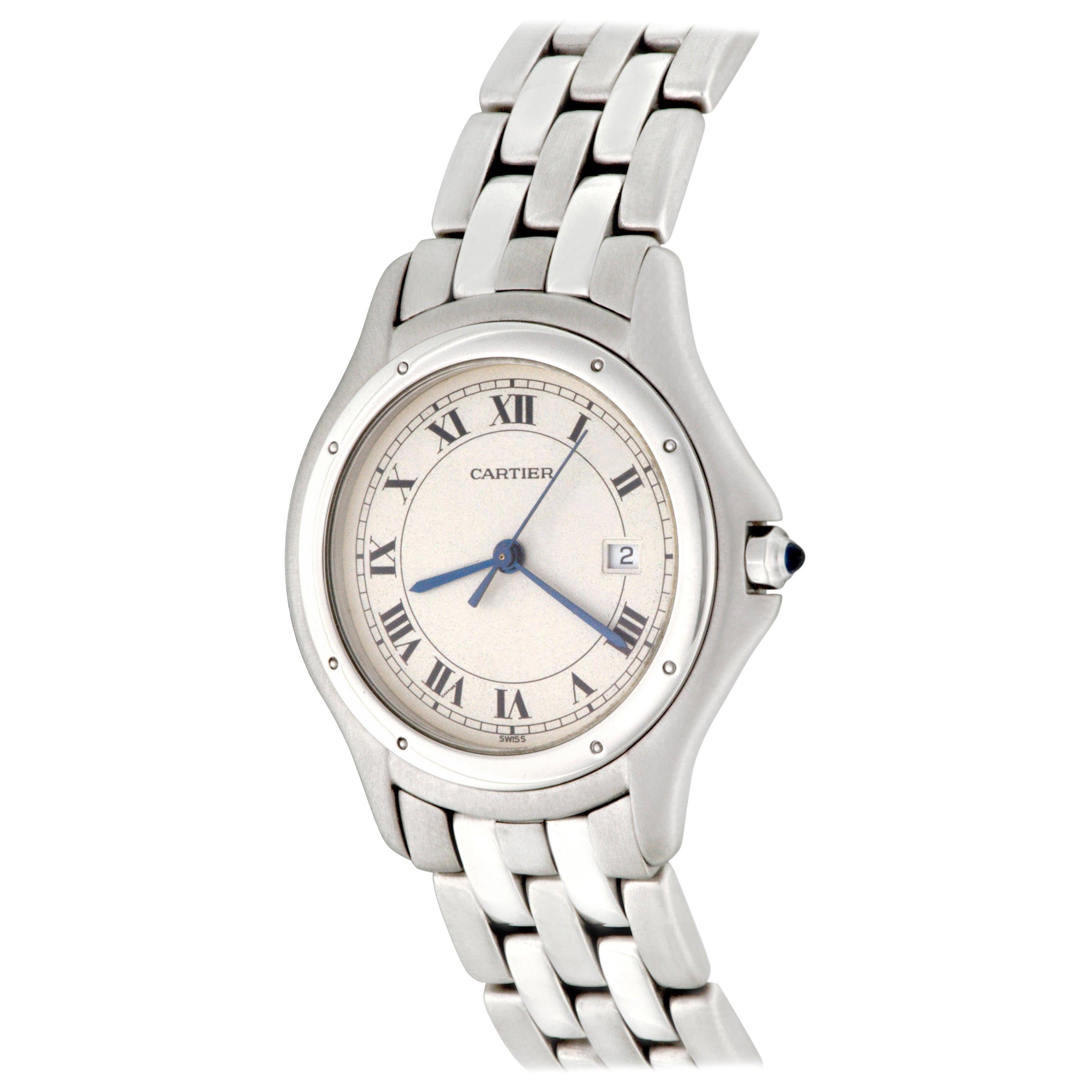 Cartier Stainless Steel Cougar Midsize Quartz Wristwatch For Sale