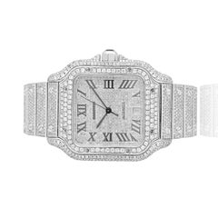 Cartier Stainless Steel Custom "Iced Out" Santos de Cartier Large 39.8mm