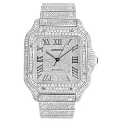 Cartier Stainless Steel Custom "Iced Out" Santos de Cartier Large 39.8mm
