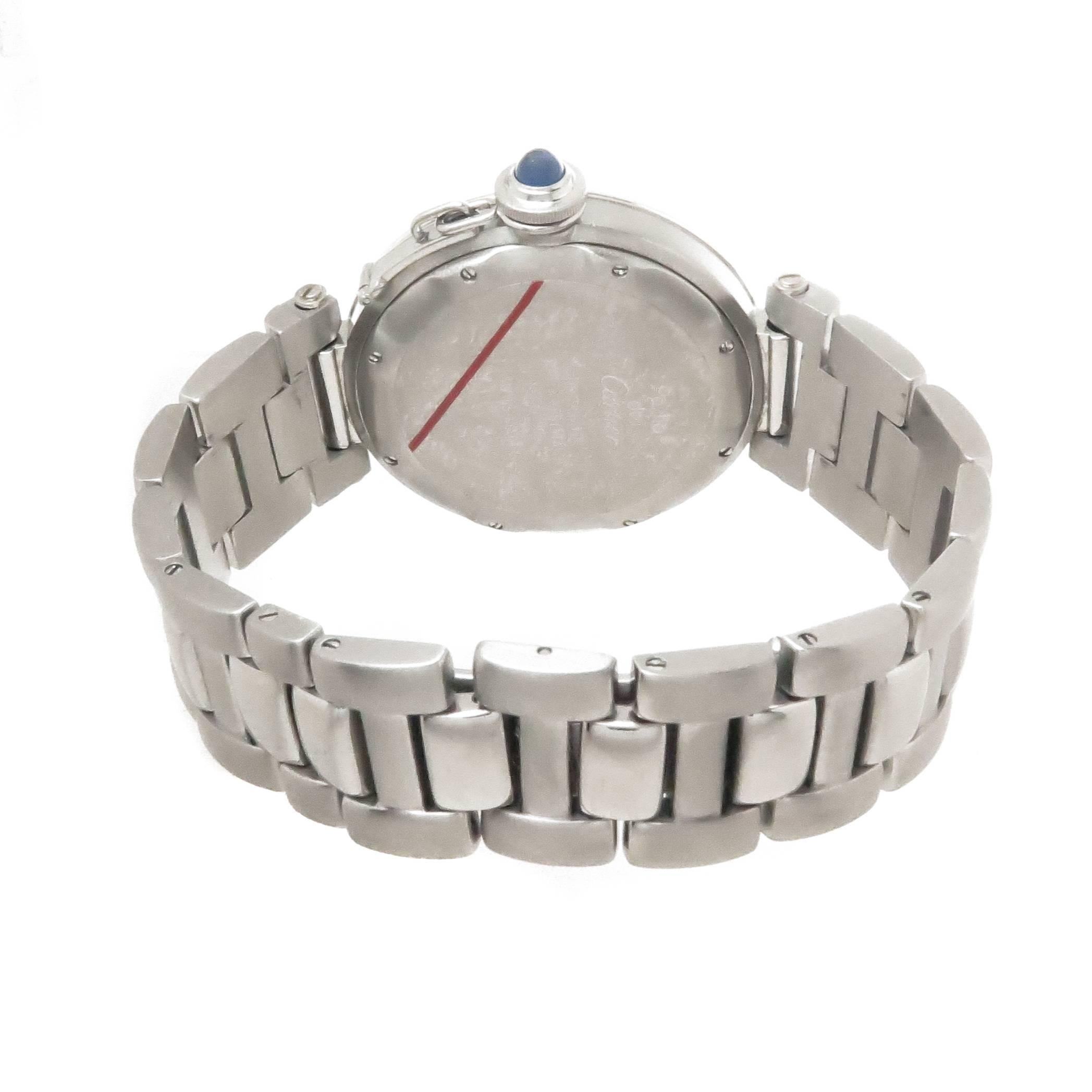 Cartier Stainless Steel Diamond Pasha Automatic Wristwatch In Excellent Condition In Chicago, IL