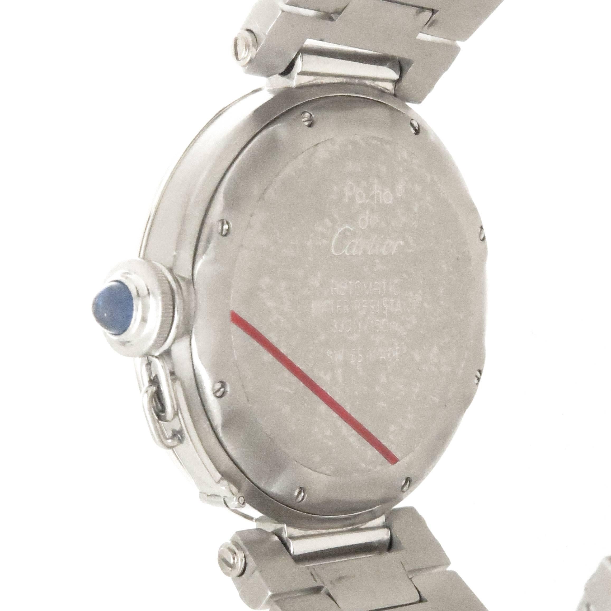 Women's or Men's Cartier Stainless Steel Diamond Pasha Automatic Wristwatch