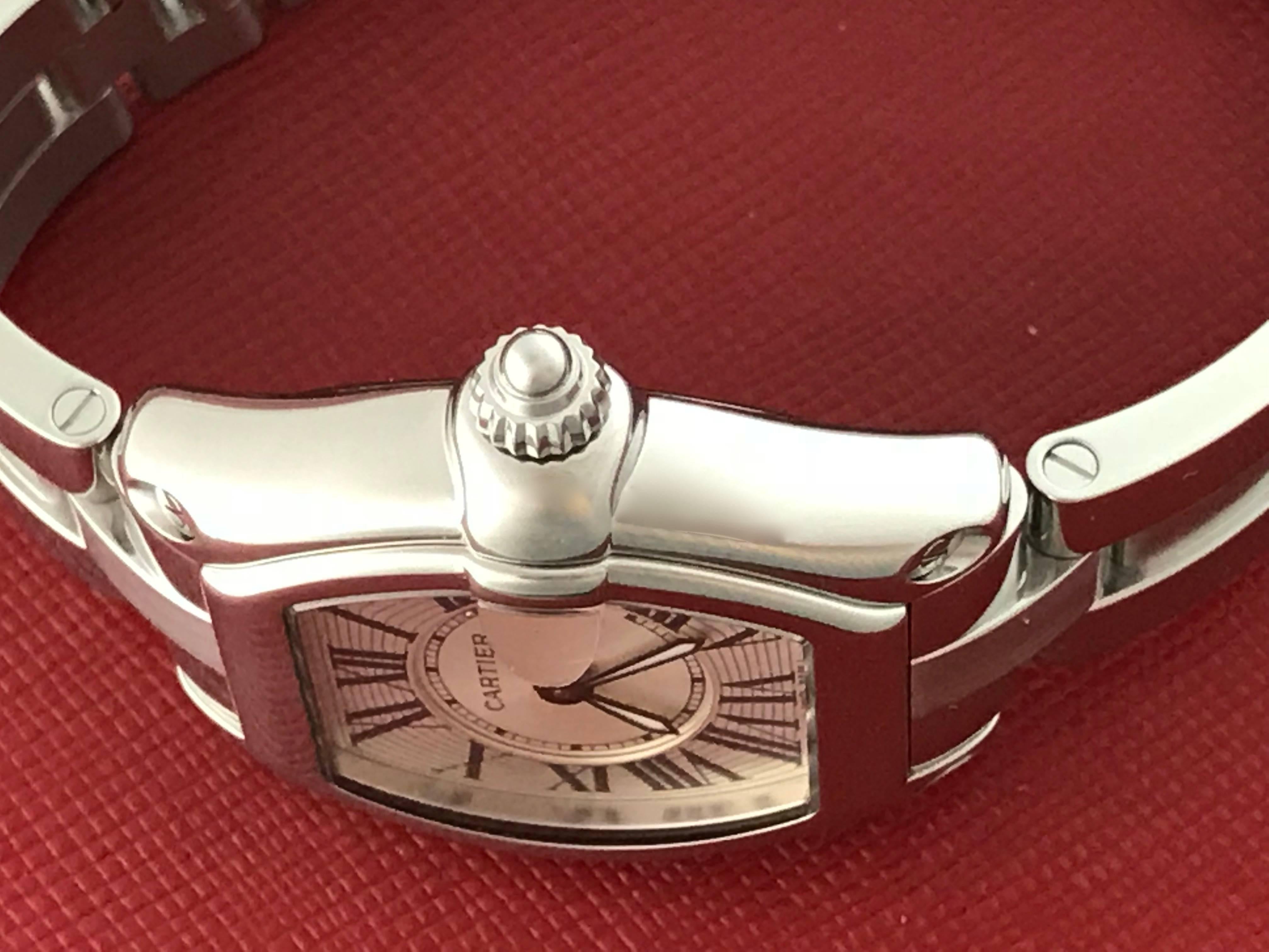 Women's Cartier Ladies Stainless Steel Roadster Quartz Wristwatch Ref W62016V3