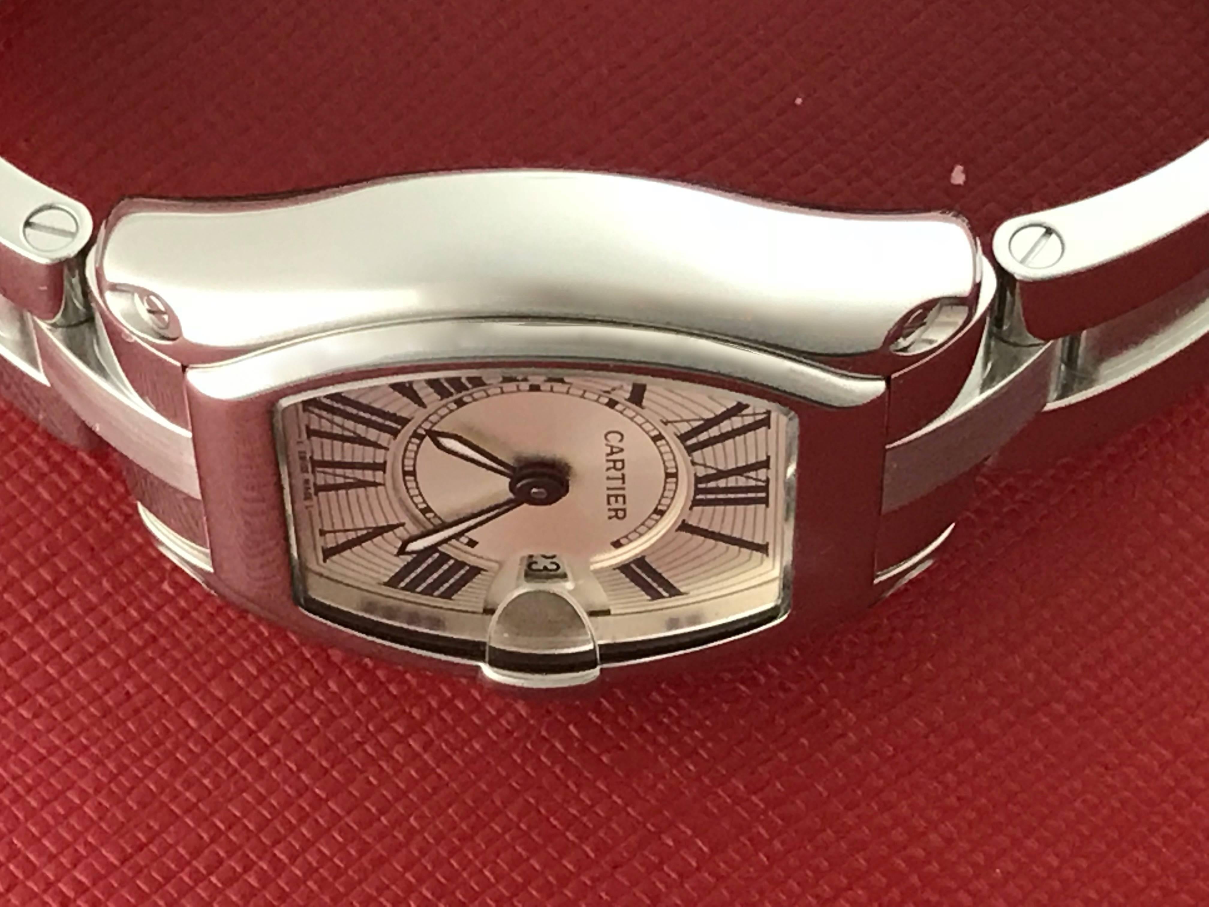 Cartier Ladies Stainless Steel Roadster Quartz Wristwatch Ref W62016V3 1