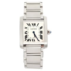 Cartier Stainless Steel Ladies Tank Francaise Wristwatch