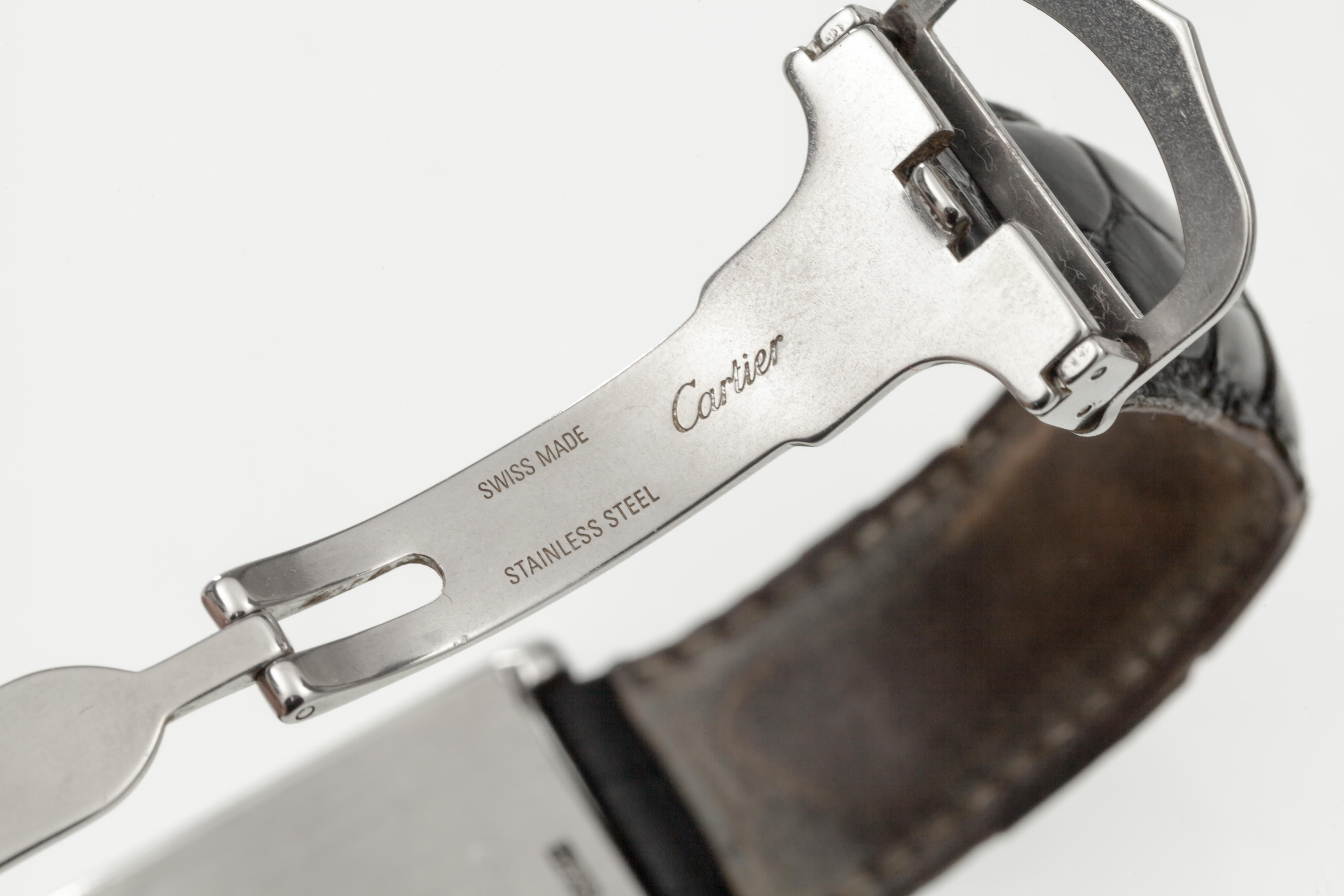 Cartier Montre réversible à quartz basculante en acier inoxydable pour hommes 2522 en vente 2
