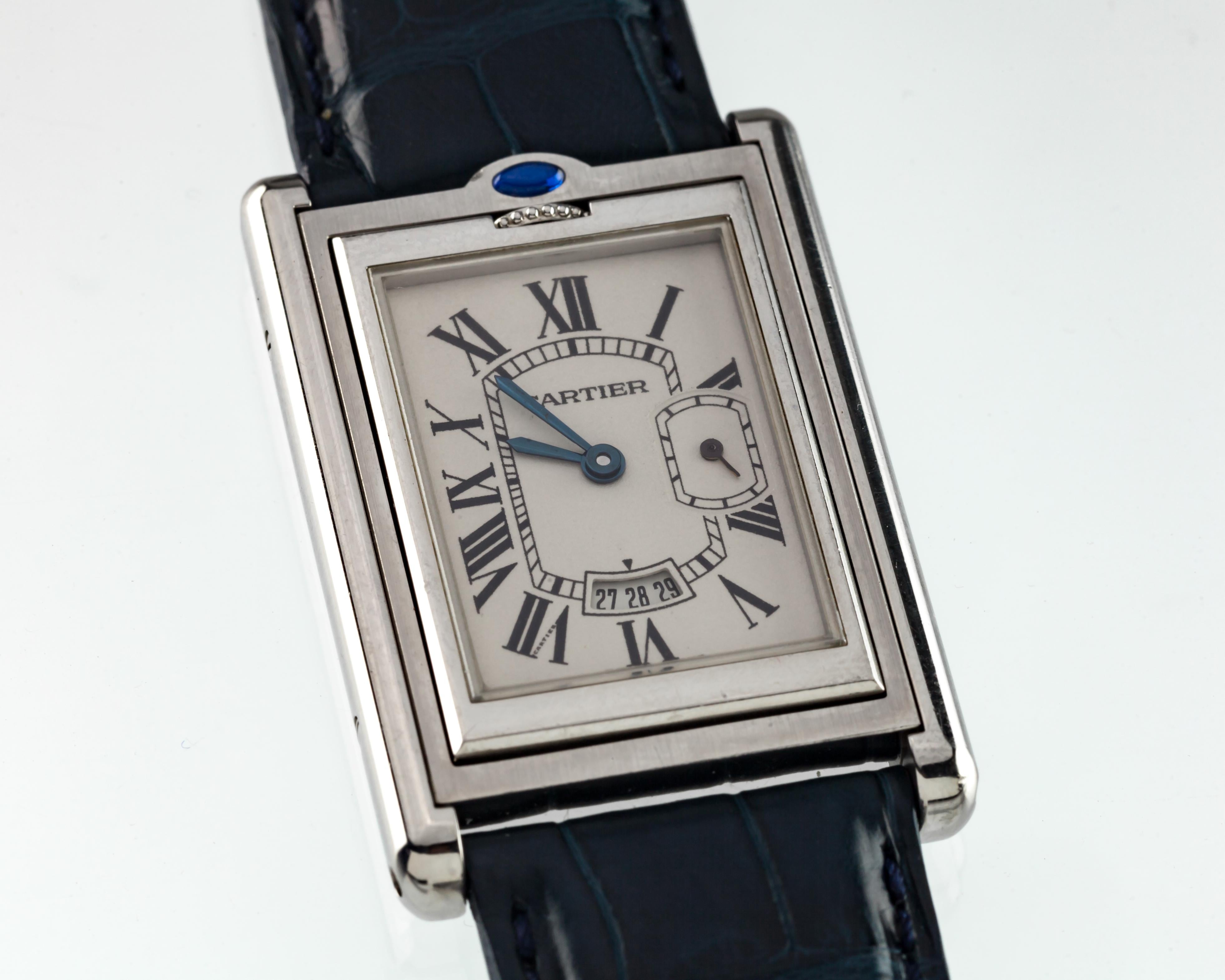 Cartier Stainless Steel Men's Reversible Basculante Quartz Watch 2522 For Sale