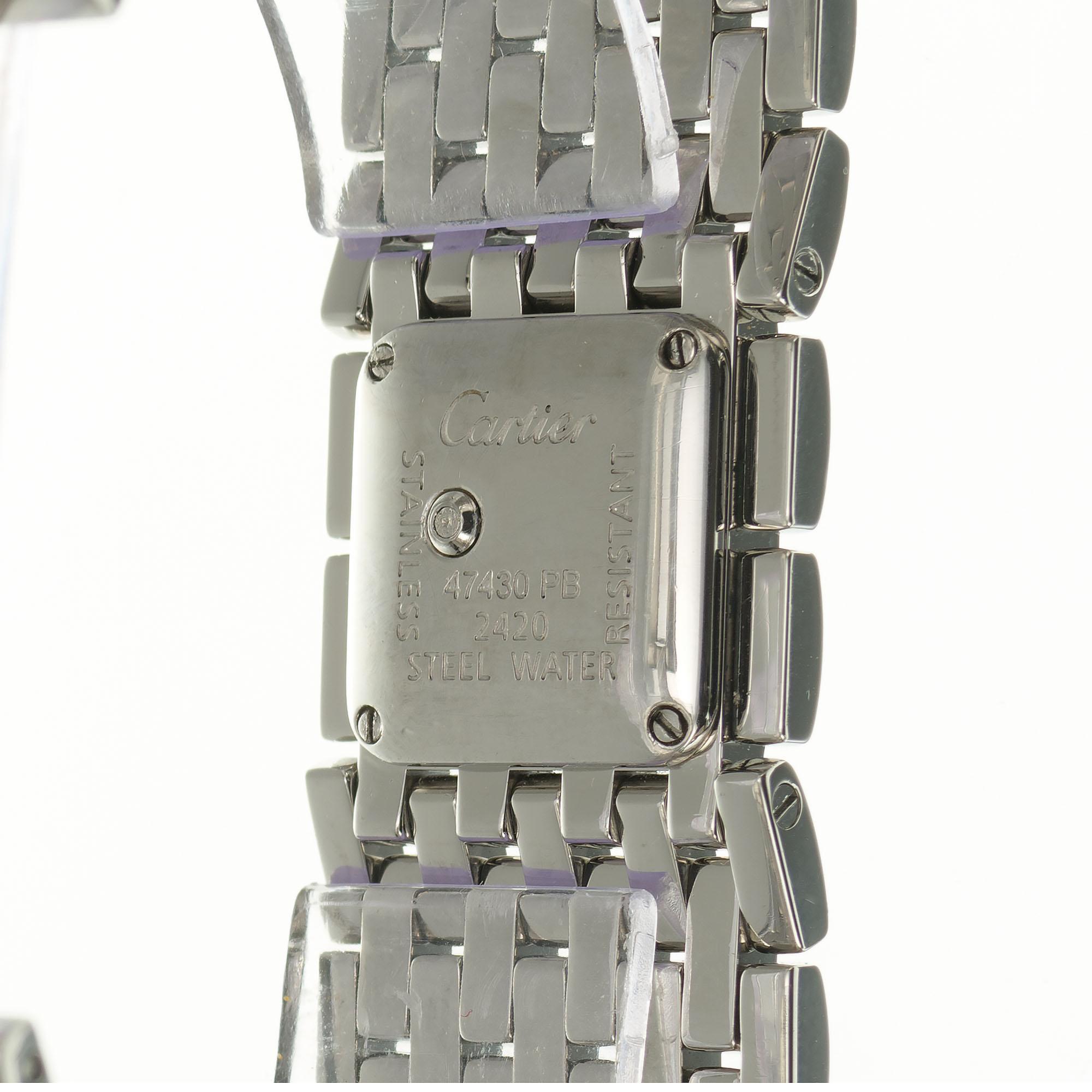 Cartier Stainless Steel Mother of Pearl Ladies Wristwatch For Sale 3