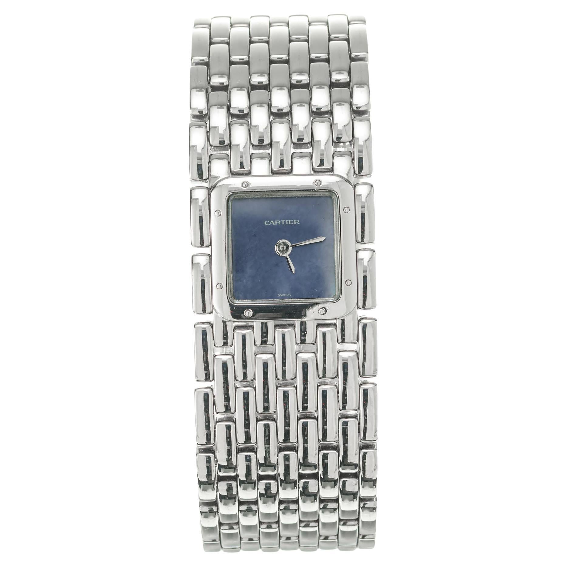Cartier Stainless Steel Mother of Pearl Ladies Wristwatch For Sale