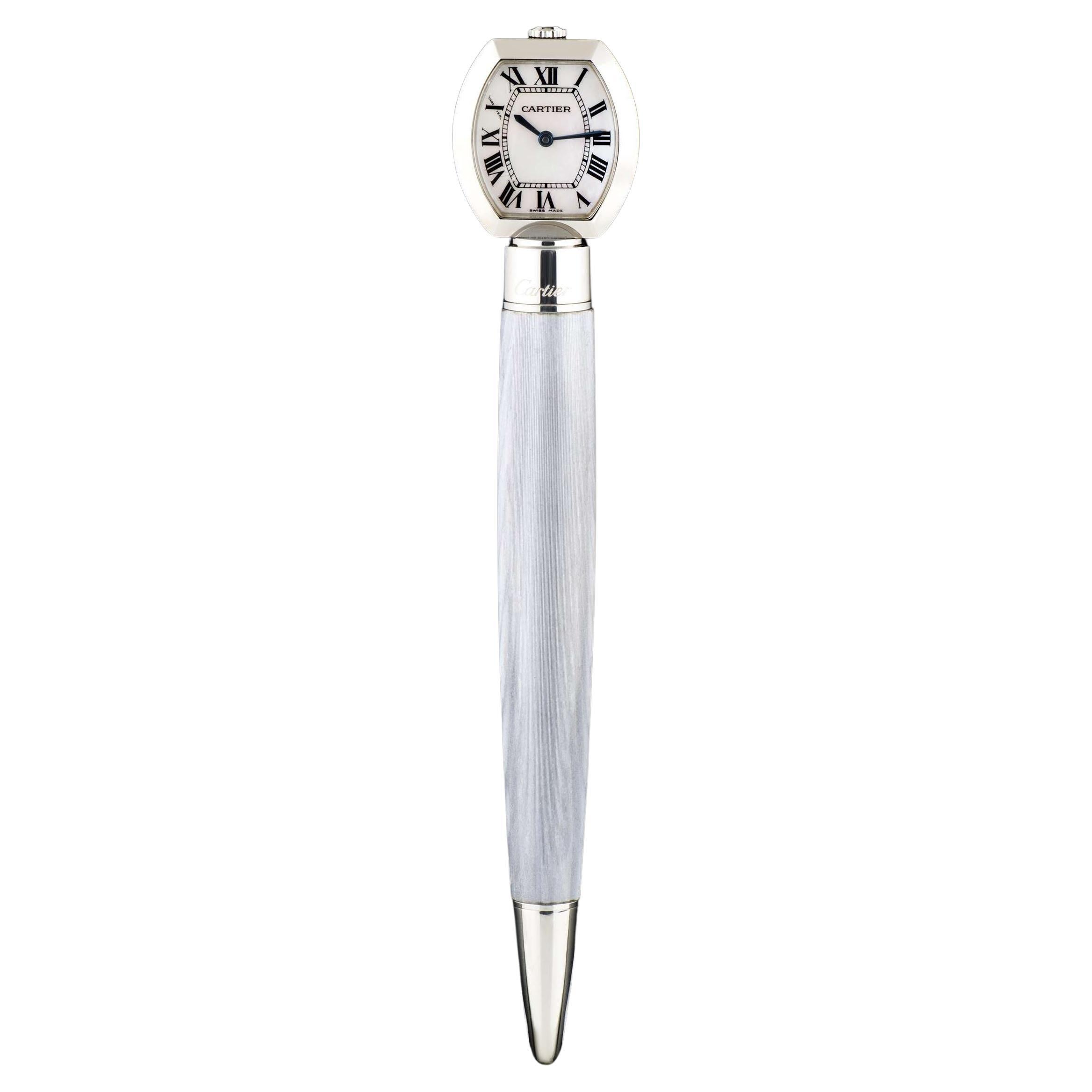 Cartier Stainless Steel Mother of Pearl Roman Dial Limited Edition Ball PointPen