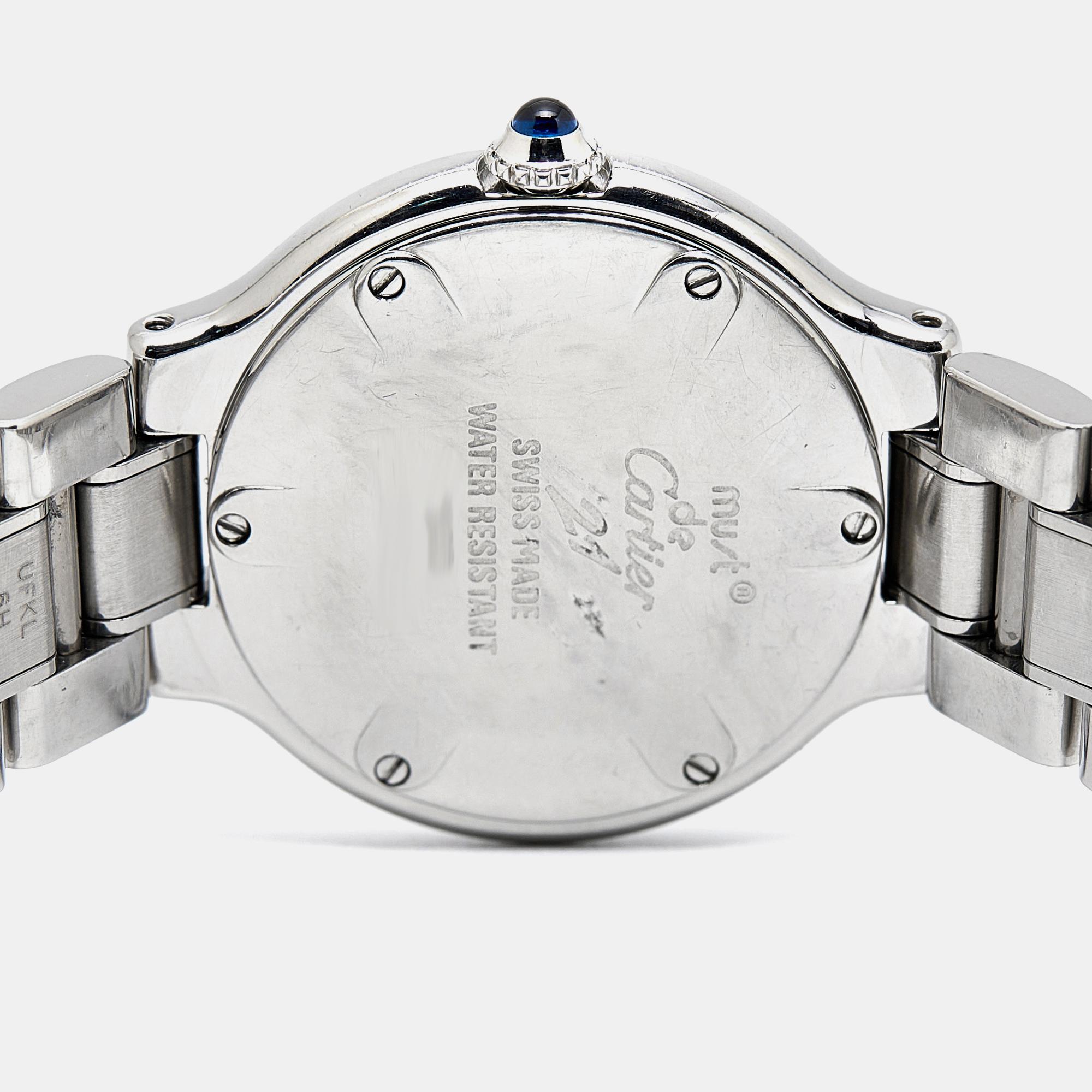 Contemporary Cartier Stainless Steel Must 21 de Cartier Quartz Women's Wristwatch 28 mm