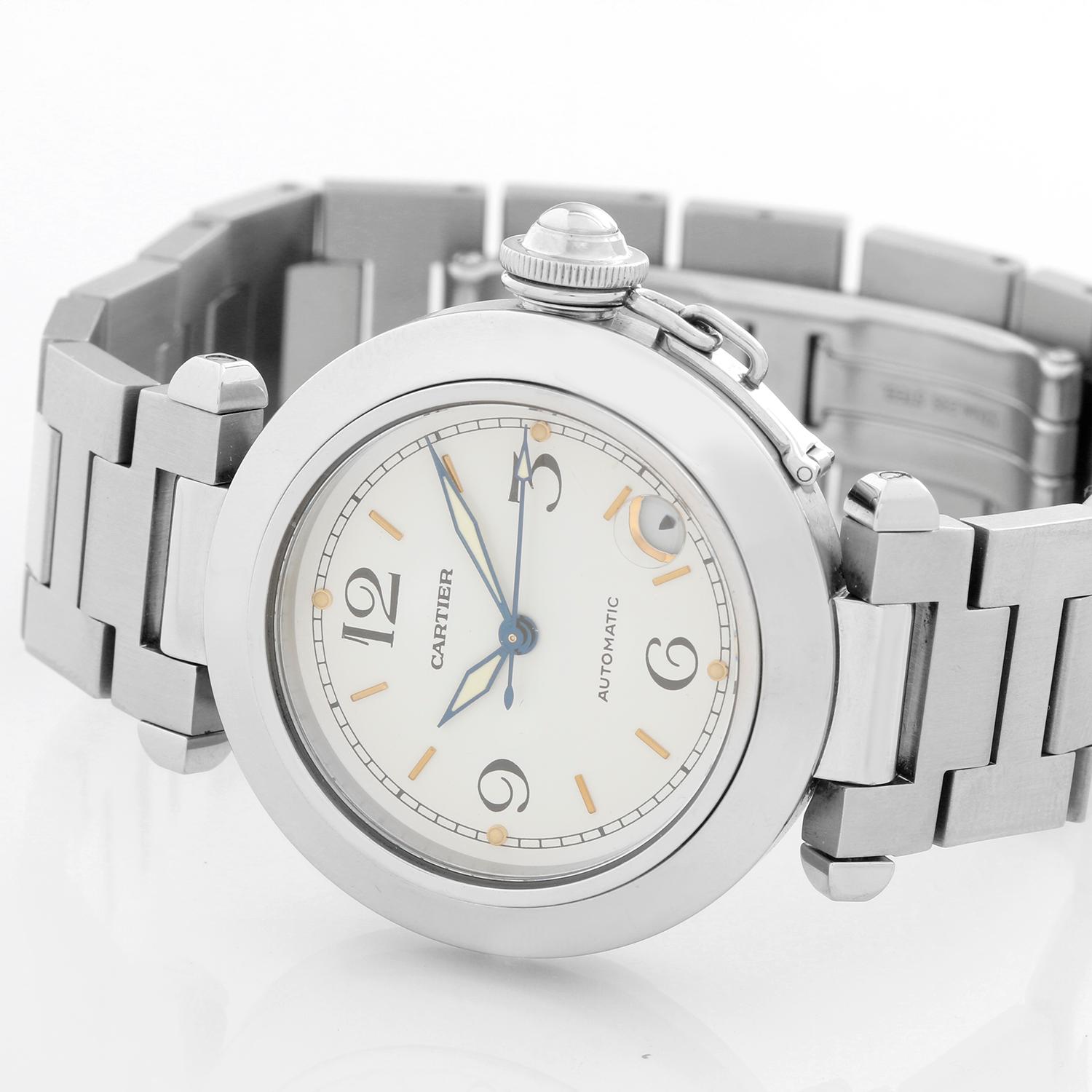 Cartier Stainless Steel Pasha Automatic Wristwatch Ref W31074M7 In Excellent Condition In Dallas, TX