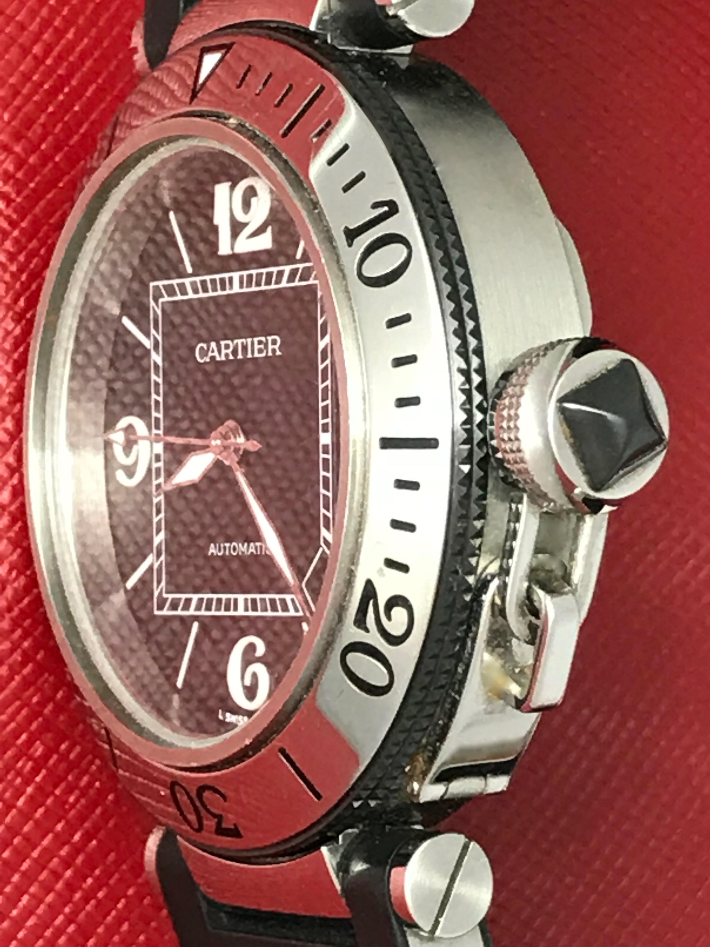 Cartier Stainless Steel Pasha Seatimer Date Automatic Wristwatch  In New Condition In Dallas, TX