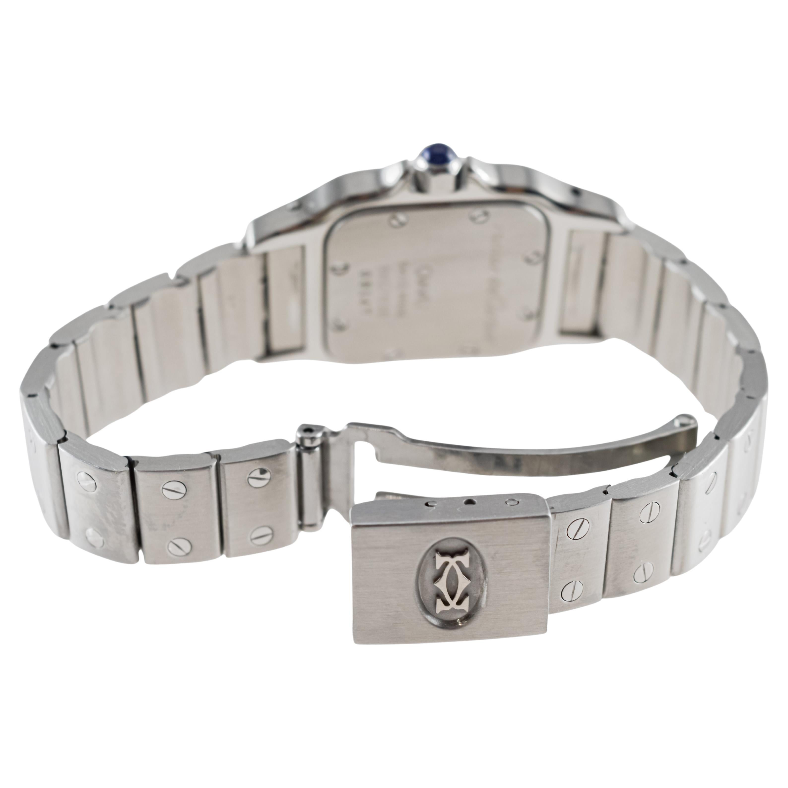 Cartier Stahl Stahl Quarz Santos mit einem Original-Armband aus dem Jahr 2000's 7