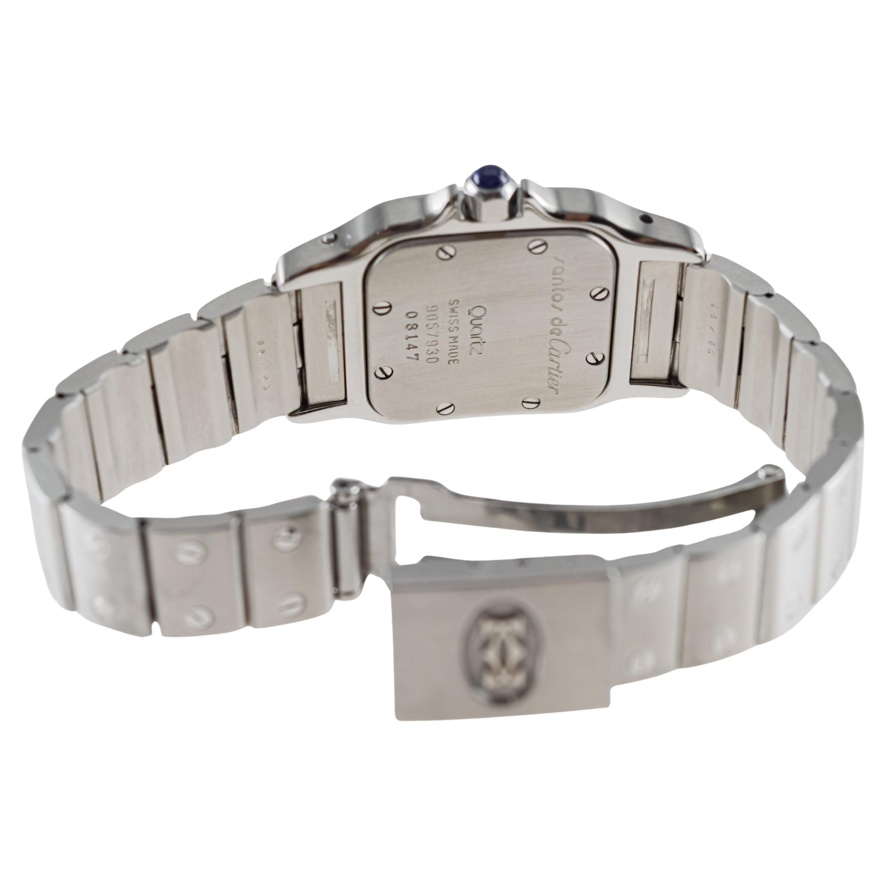 Cartier Stahl Stahl Quarz Santos mit einem Original-Armband aus dem Jahr 2000's 8