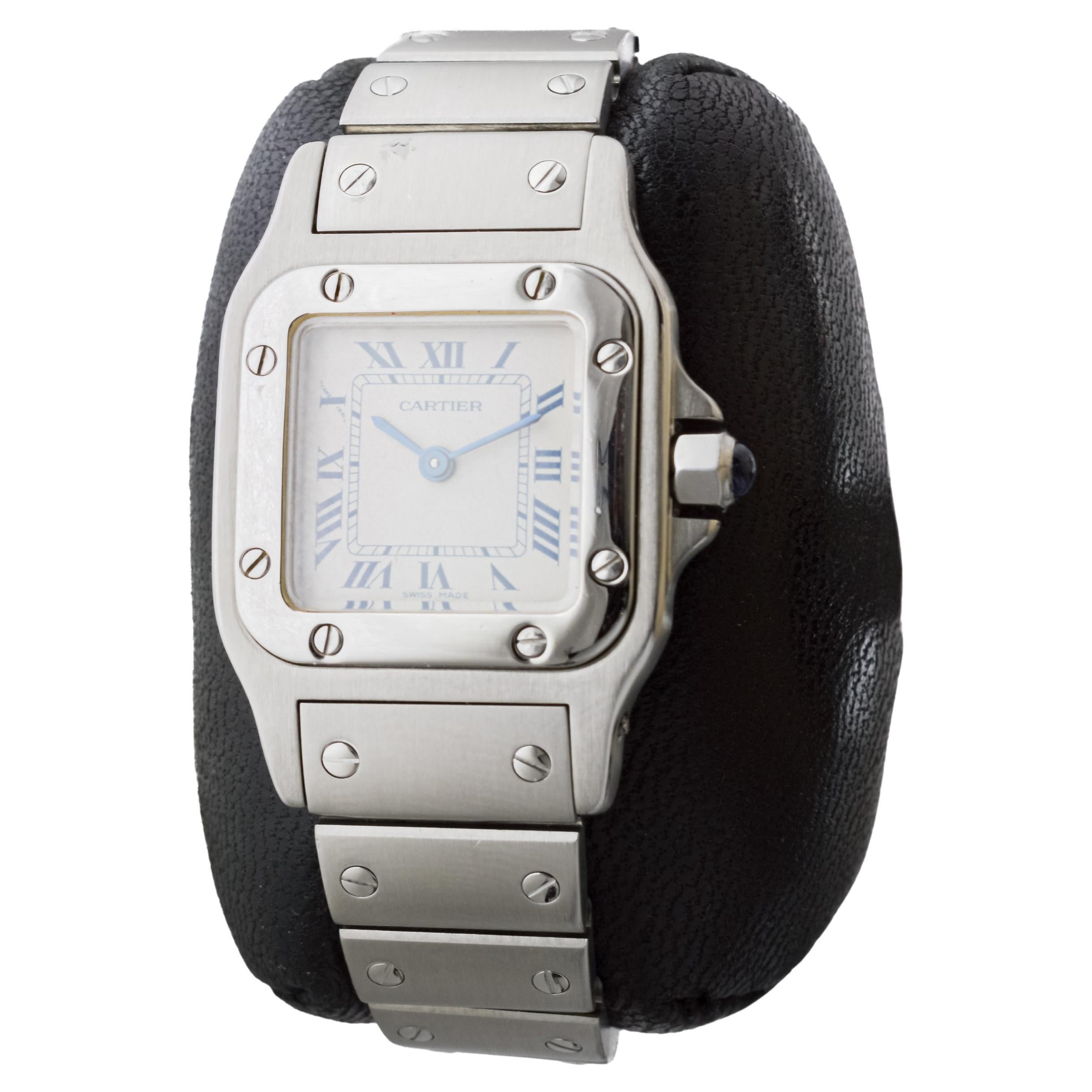 Cartier Stahl Stahl Quarz Santos mit einem Original-Armband aus dem Jahr 2000's 1