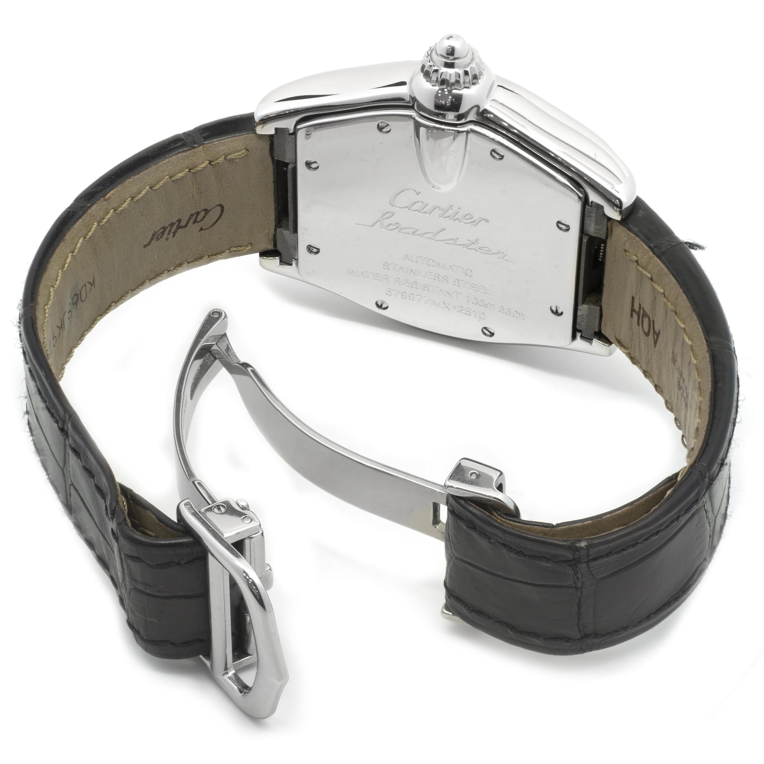 Cartier Stainless Steel Roadster on Strap In Excellent Condition In Scottsdale, AZ