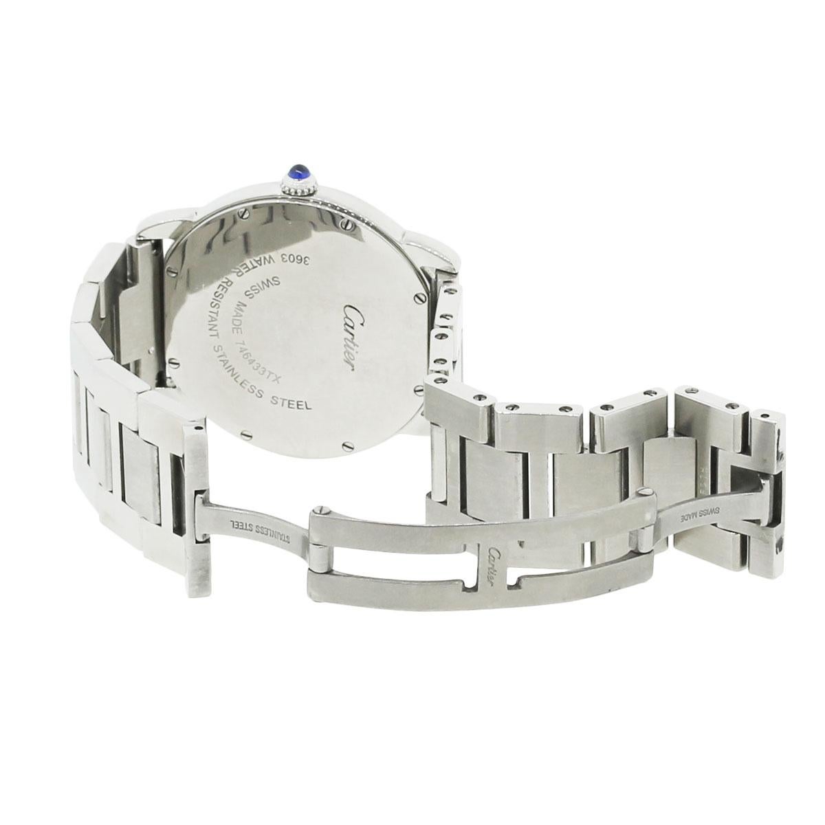 Cartier Stainless steel Ronde Solo Quartz Wristwatch Ref 3603 In Excellent Condition In Boca Raton, FL