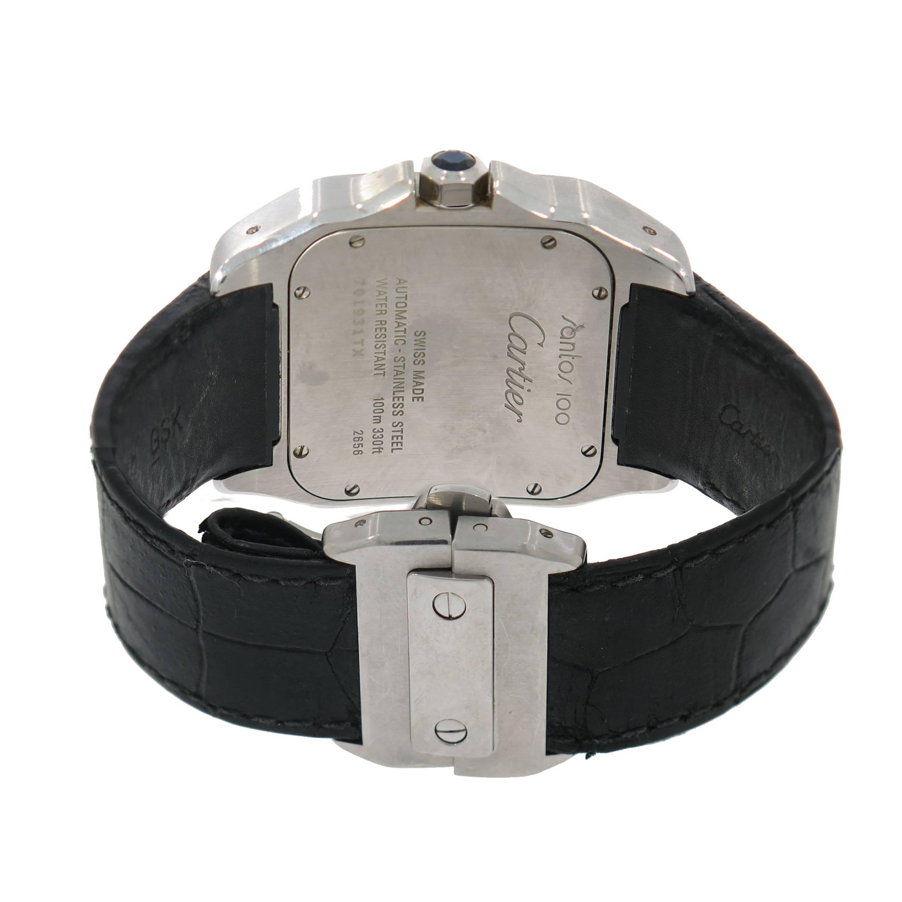 Modern Cartier Stainless Steel Santos 100 self-winding Wristwatch Ref W20106X8 