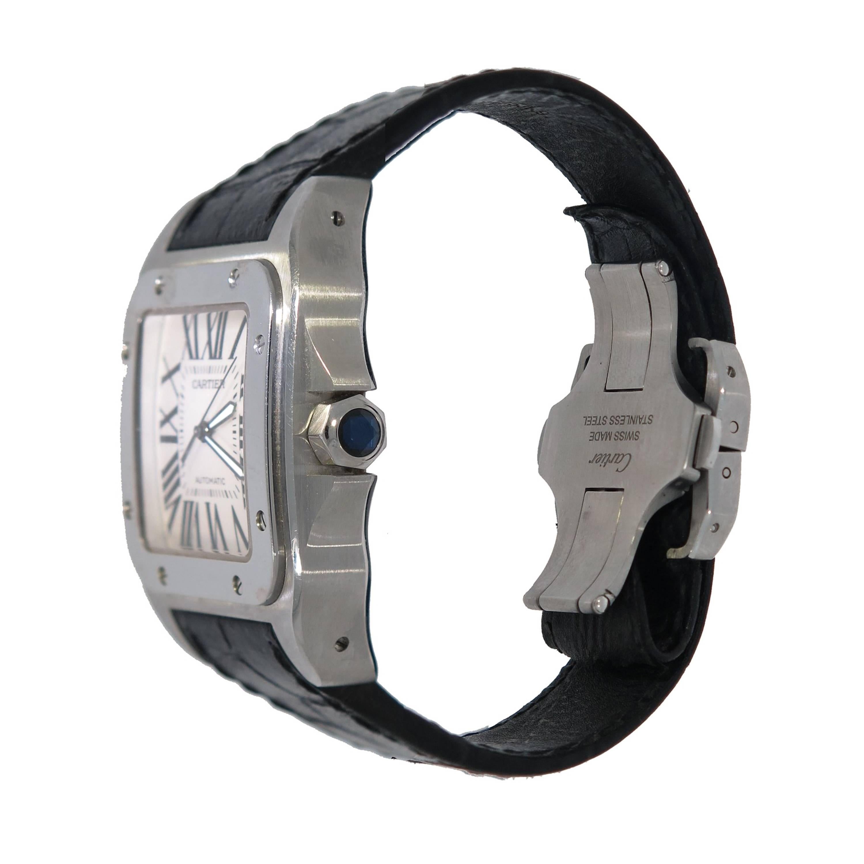Cartier Stainless Steel Santos 100 self-winding Wristwatch Ref W20106X8  In New Condition In Greenwich, CT
