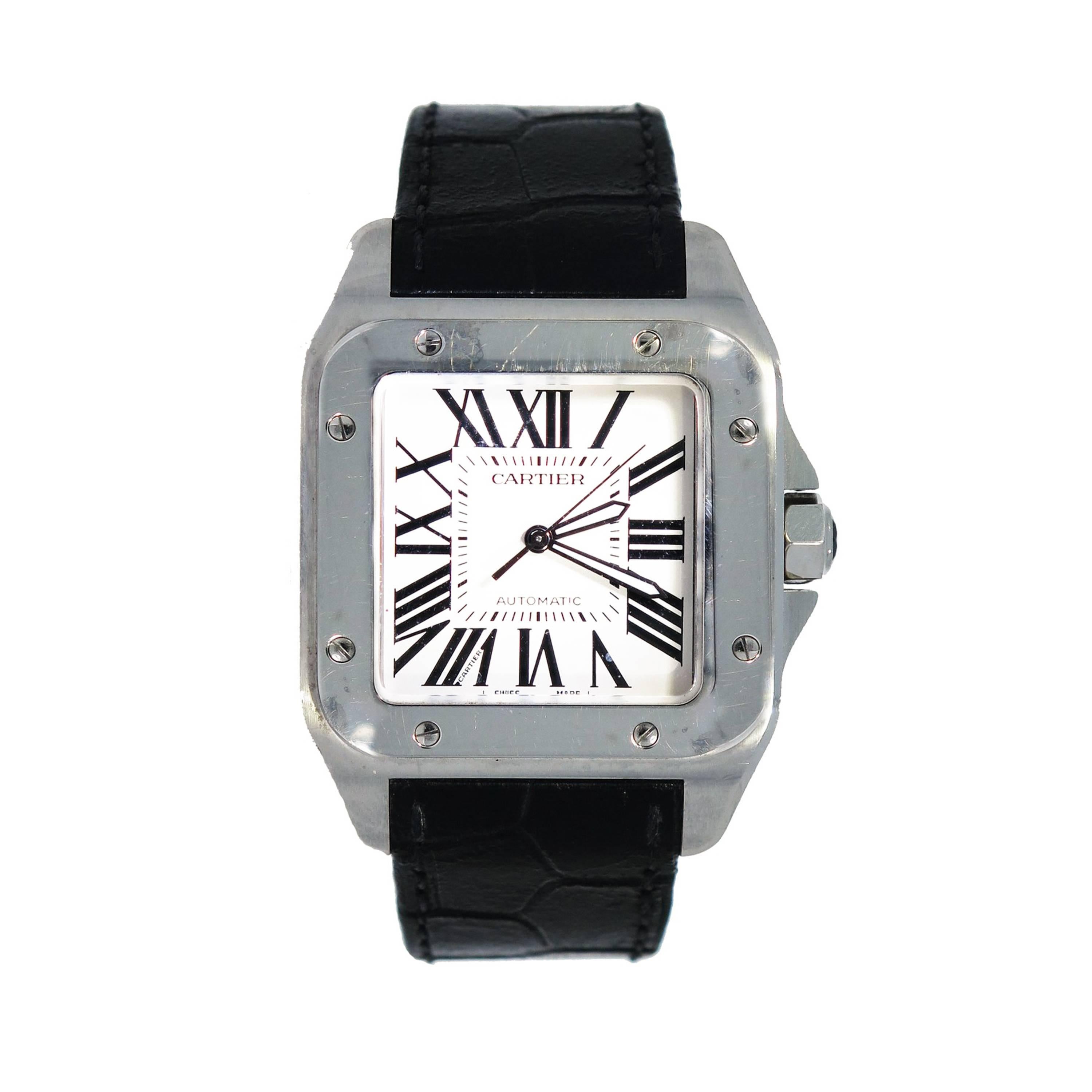 Cartier Stainless Steel Santos 100 self-winding Wristwatch Ref W20106X8 