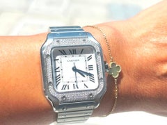 Cartier Edelstahl Santos De Cartier Uhr Pave Lünette Medium Model B&P