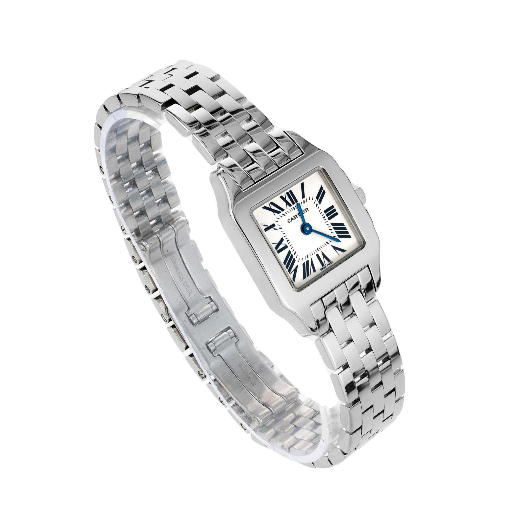 Cartier Stainless Steel Santos Demoiselle Ladies Wristwatch In Good Condition In Stamford, CT