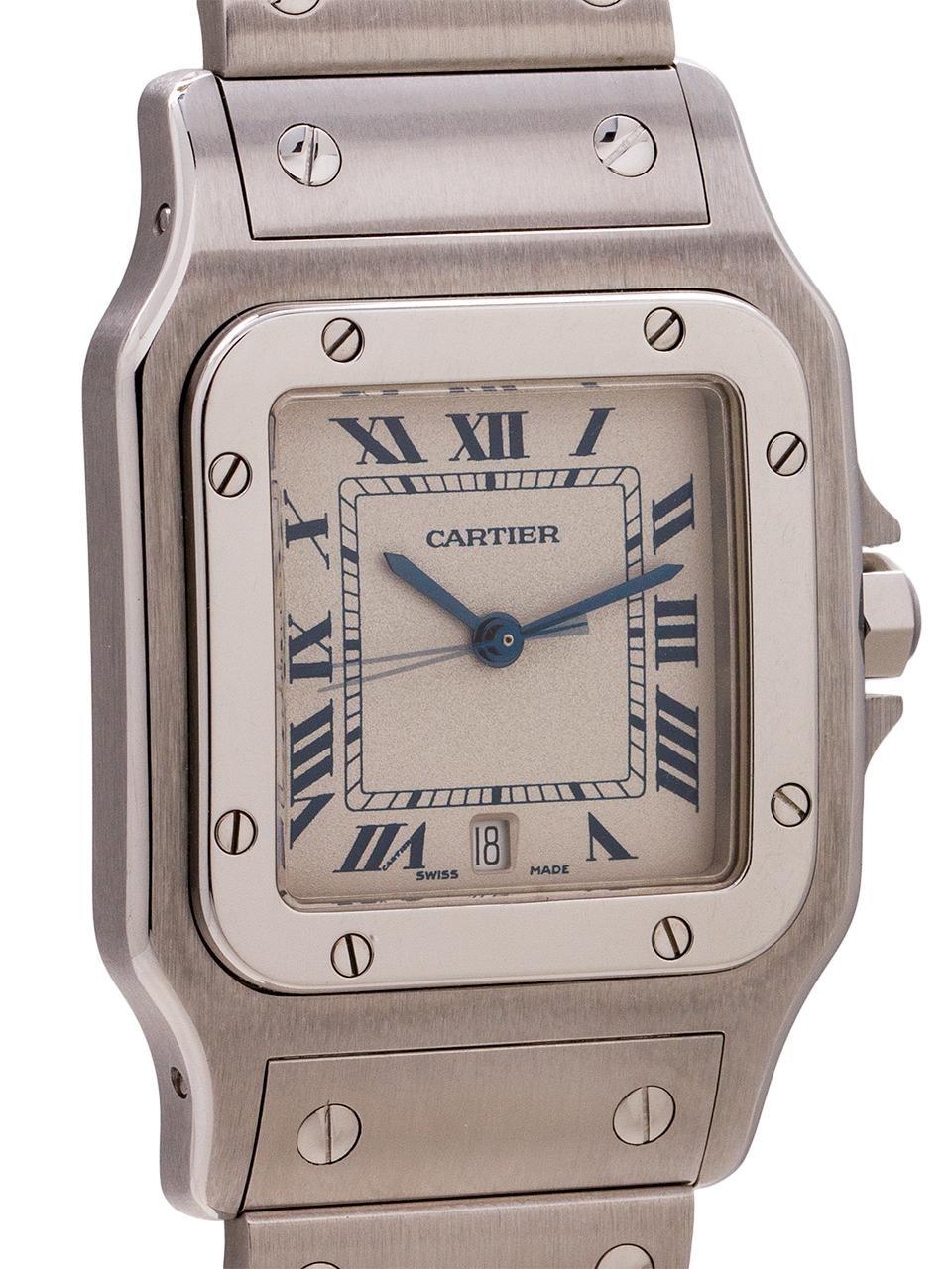 Cartier Stainless Steel Santos Galbe Quartz Wristwatch Ref 1564, circa 1999 In Excellent Condition For Sale In West Hollywood, CA