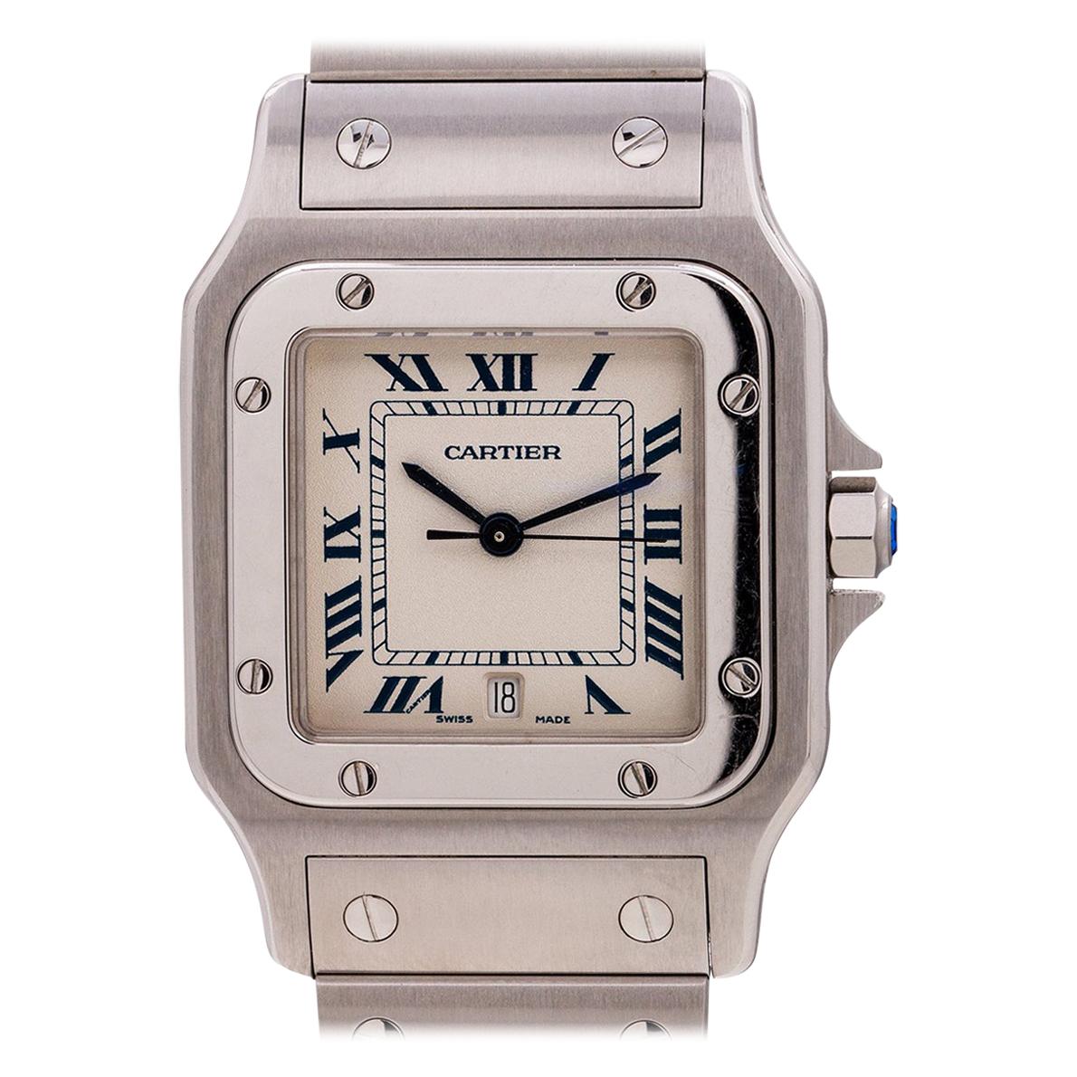Cartier Stainless Steel Santos Galbe Quartz Wristwatch Ref 1564, circa 1999 For Sale