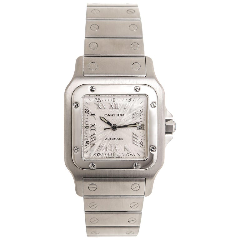Cartier Stainless Steel Santos Galbee Large Automatic Wristwatch at 1stDibs