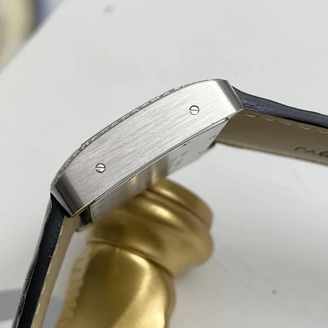 Brilliant Cut Cartier Stainless Steel Silver Roman Dial Tank Divan Watch W6300755