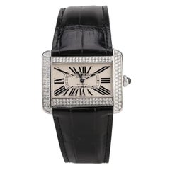 Cartier Montre Divan Tank en acier inoxydable à cadran romain argenté W6300755