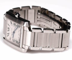Cartier Edelstahl Tank 2302 Francaise Automatik-Herrenarmbanduhr aus Edelstahl