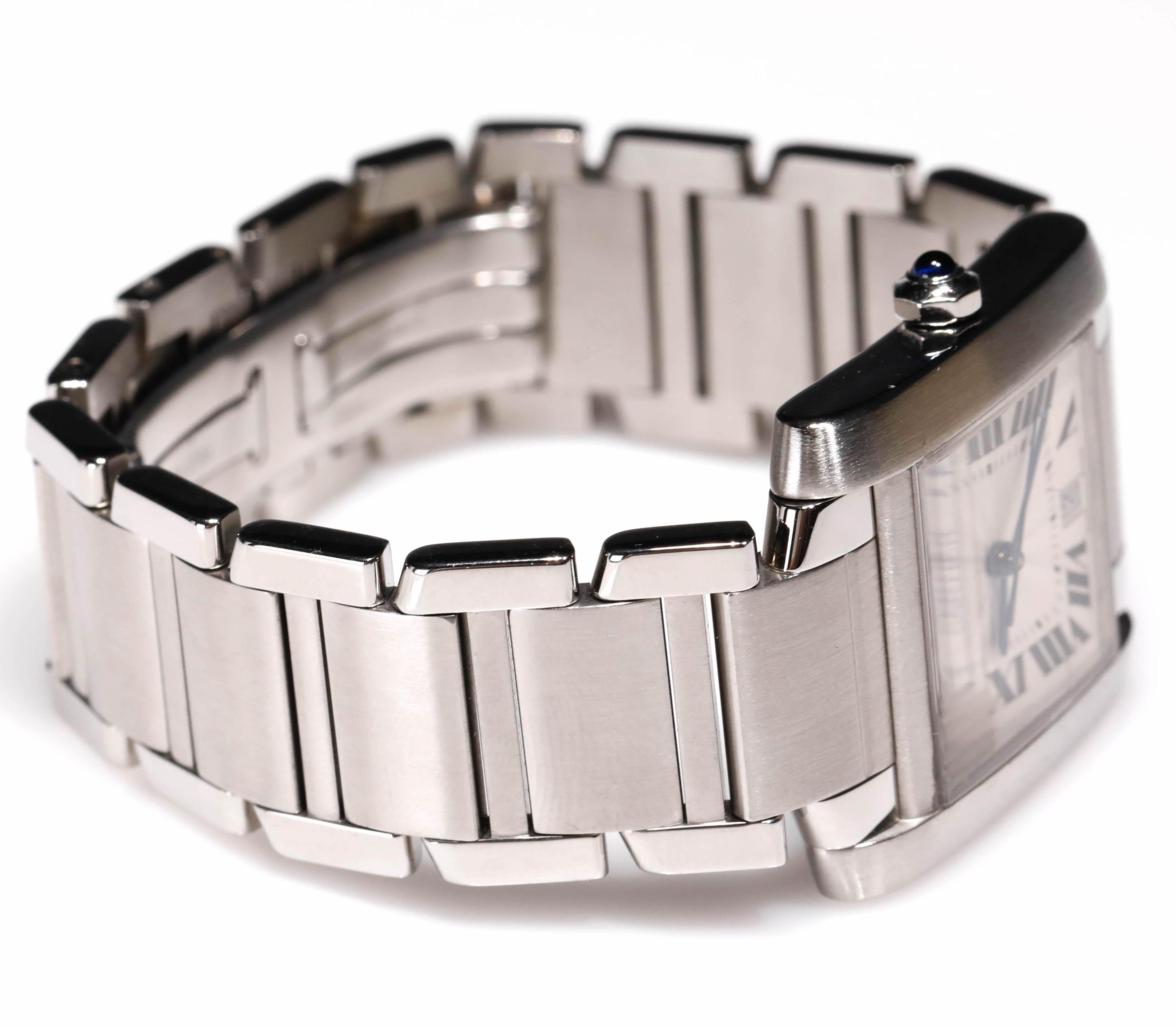 Cartier Edelstahl Tank 2302 Francaise Automatik-Herrenarmbanduhr aus Edelstahl im Zustand „Hervorragend“ im Angebot in New York, NY