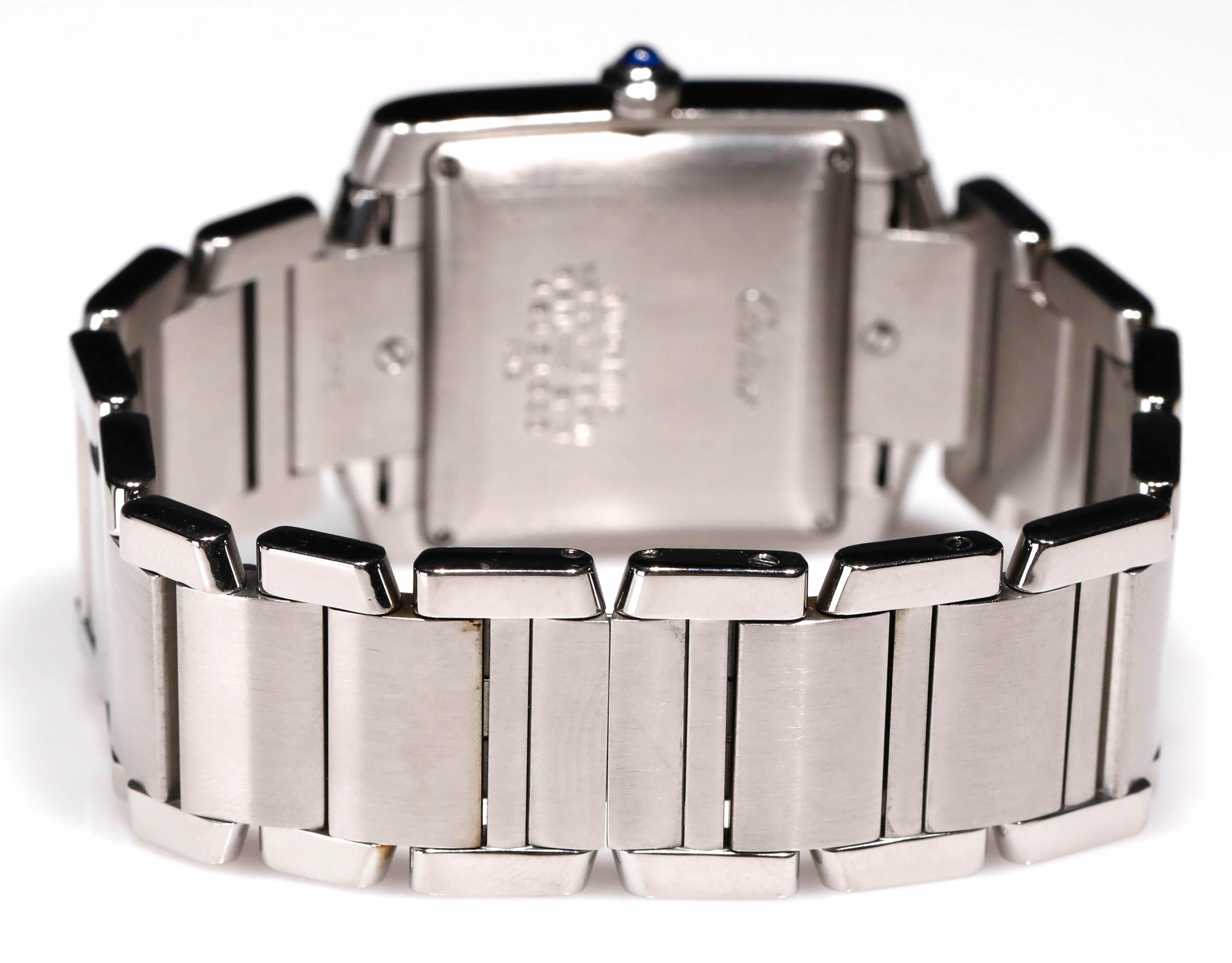 Cartier Edelstahl Tank 2302 Francaise Automatik-Herrenarmbanduhr aus Edelstahl im Angebot 1