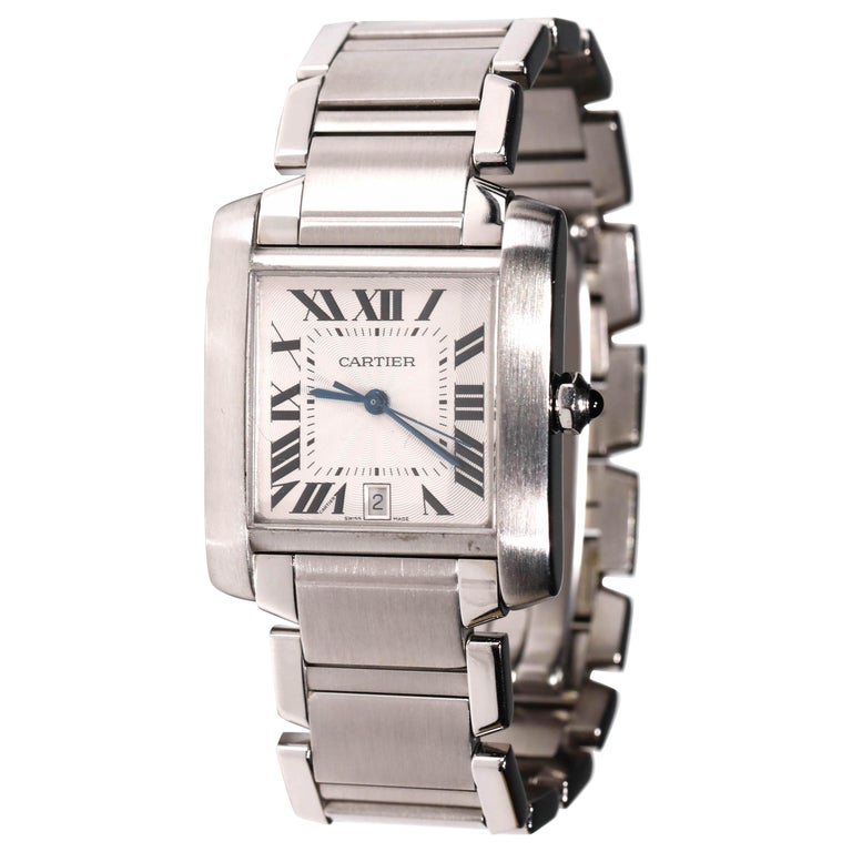 Cartier Stainless Steel Tank 2302 Francaise Automatic Men's Wristwatch For  Sale at 1stDibs | cartier 2301 cc708177