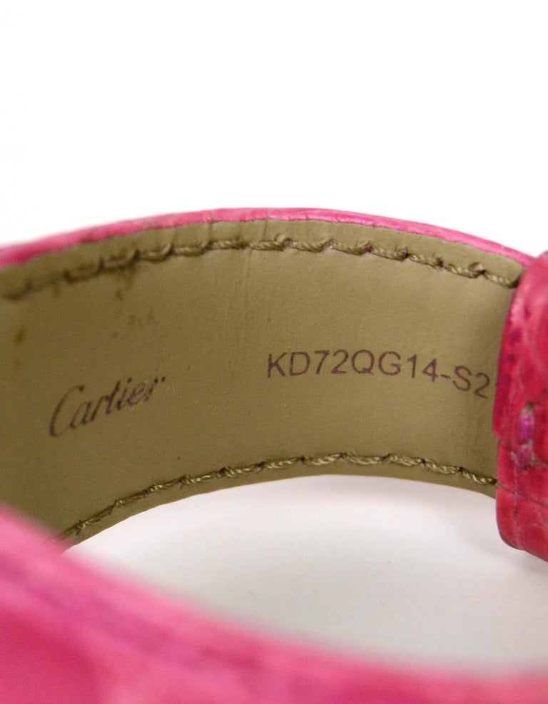 Cartier Stainless Steel Tank Divan Watch w/ Pink and Black Crocodile Straps  For Sale at 1stDibs