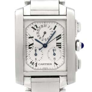 Cartier Stainless Steel Tank Francaise Chronograph Wristwatch Ref 2303 ...